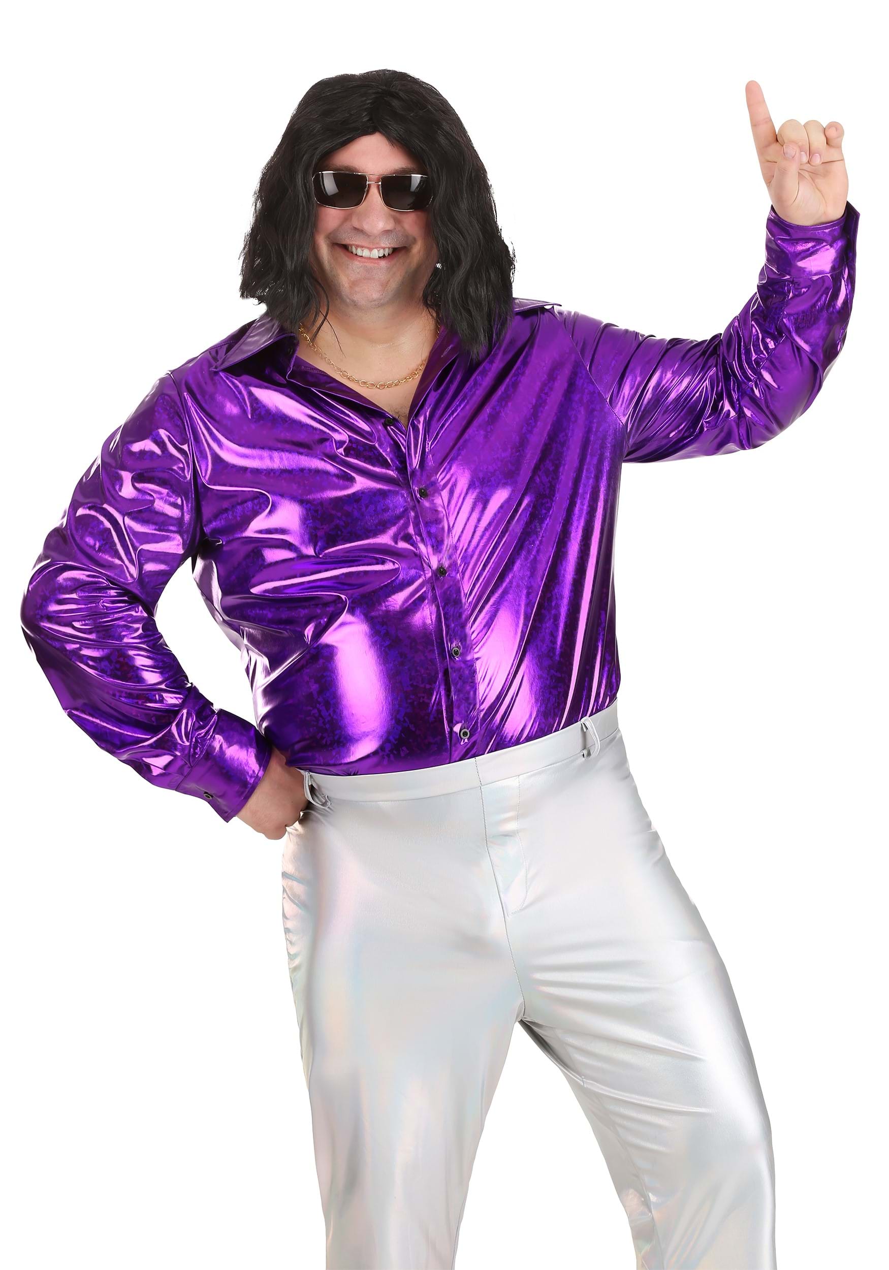Men's Plus Size Shattered Glass Disco Costume Shirt