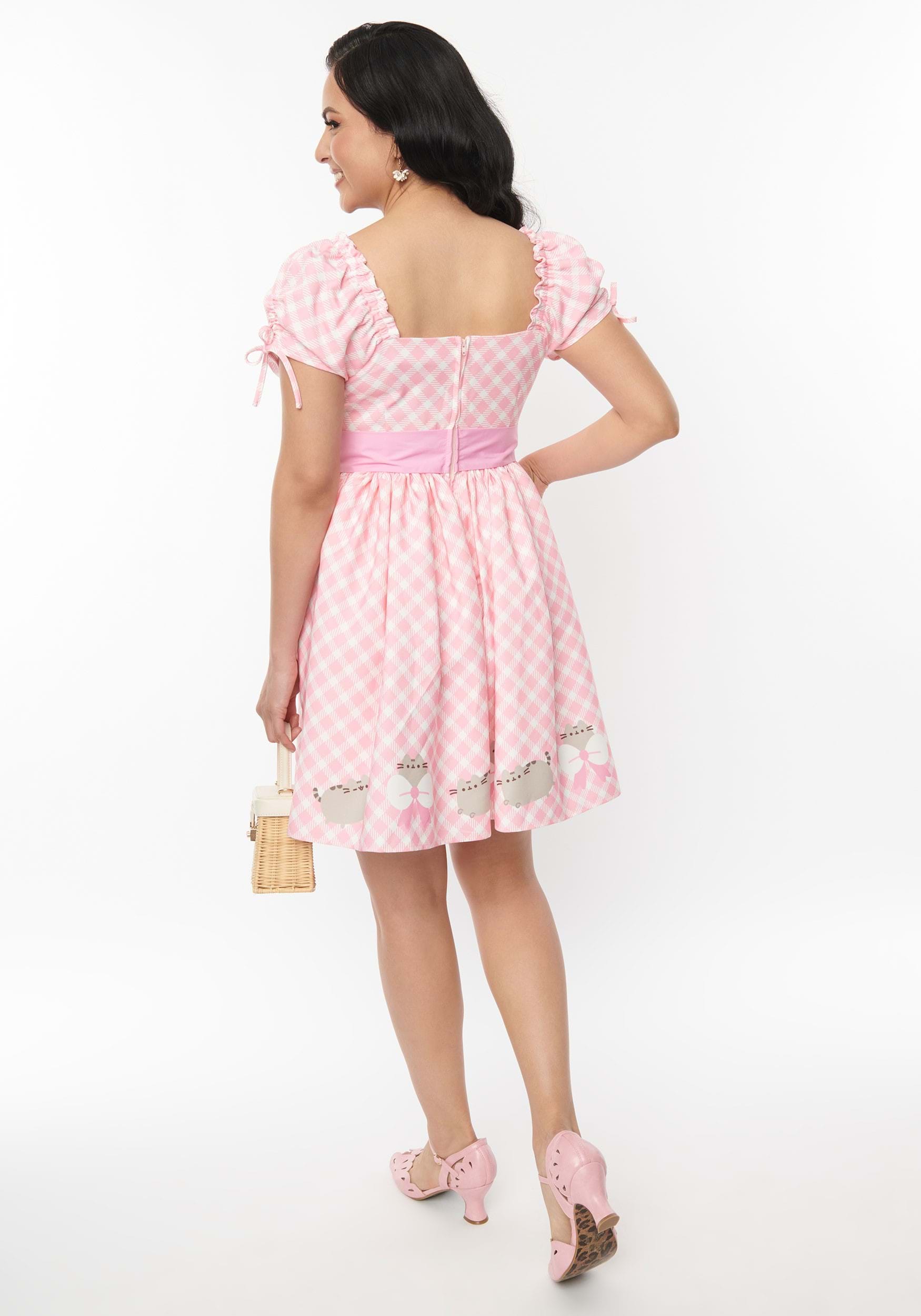 Women's Pusheen x Unique Vintage Sweetheart Neck Dress 2 Women's Pusheen x Unique Vintage Sweetheart Neck Dress