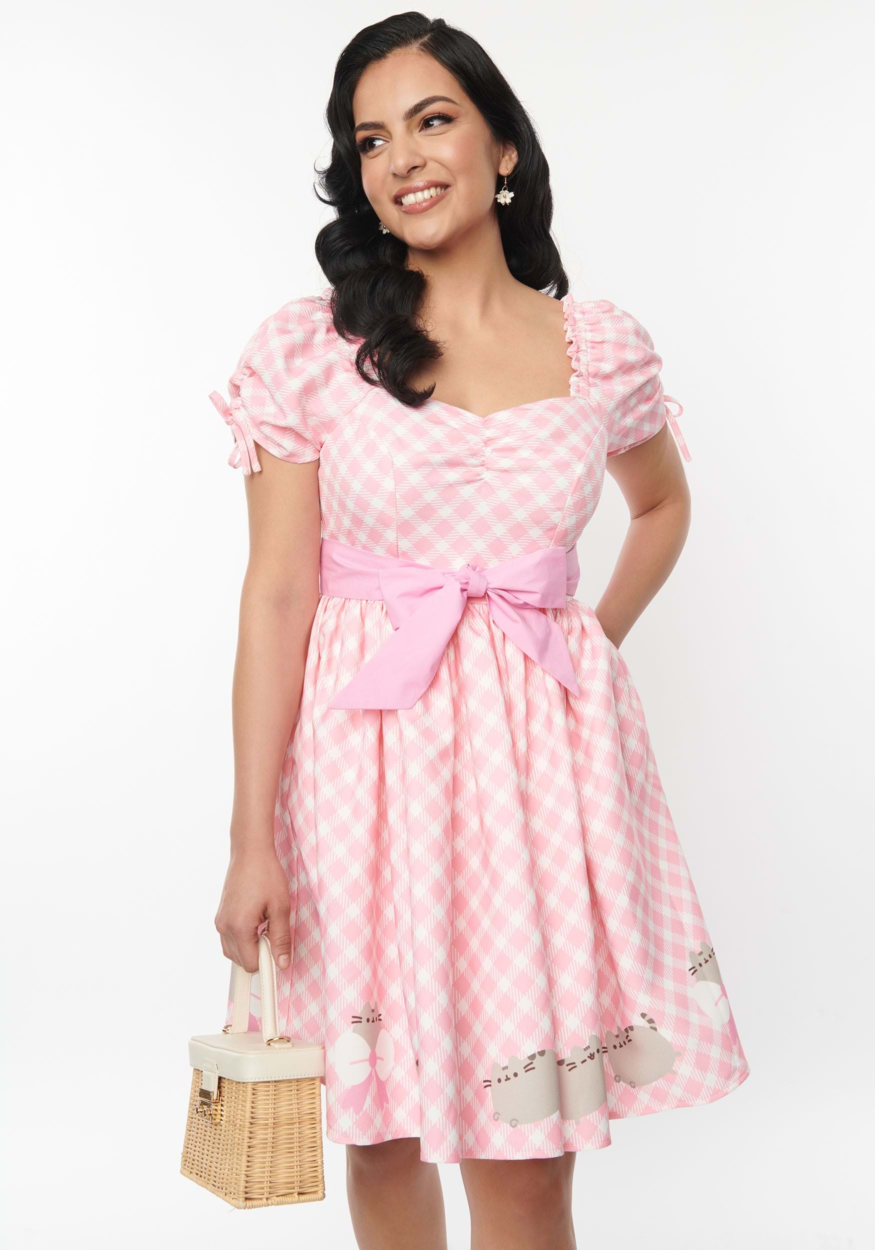 Women's Pusheen x Unique Vintage Sweetheart Neck Dress 3 Women's Pusheen x Unique Vintage Sweetheart Neck Dress