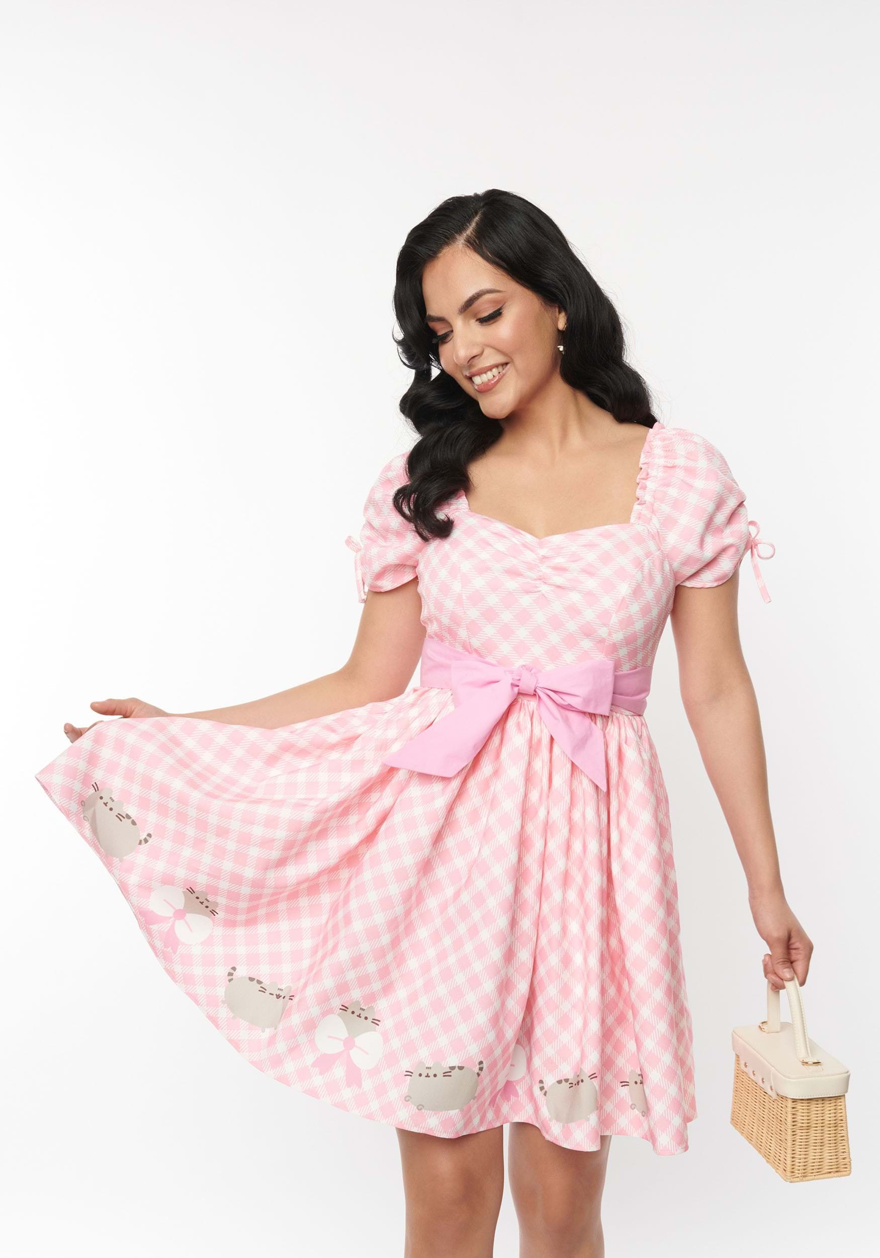 Women's Pusheen x Unique Vintage Sweetheart Neck Dress 4 Women's Pusheen x Unique Vintage Sweetheart Neck Dress