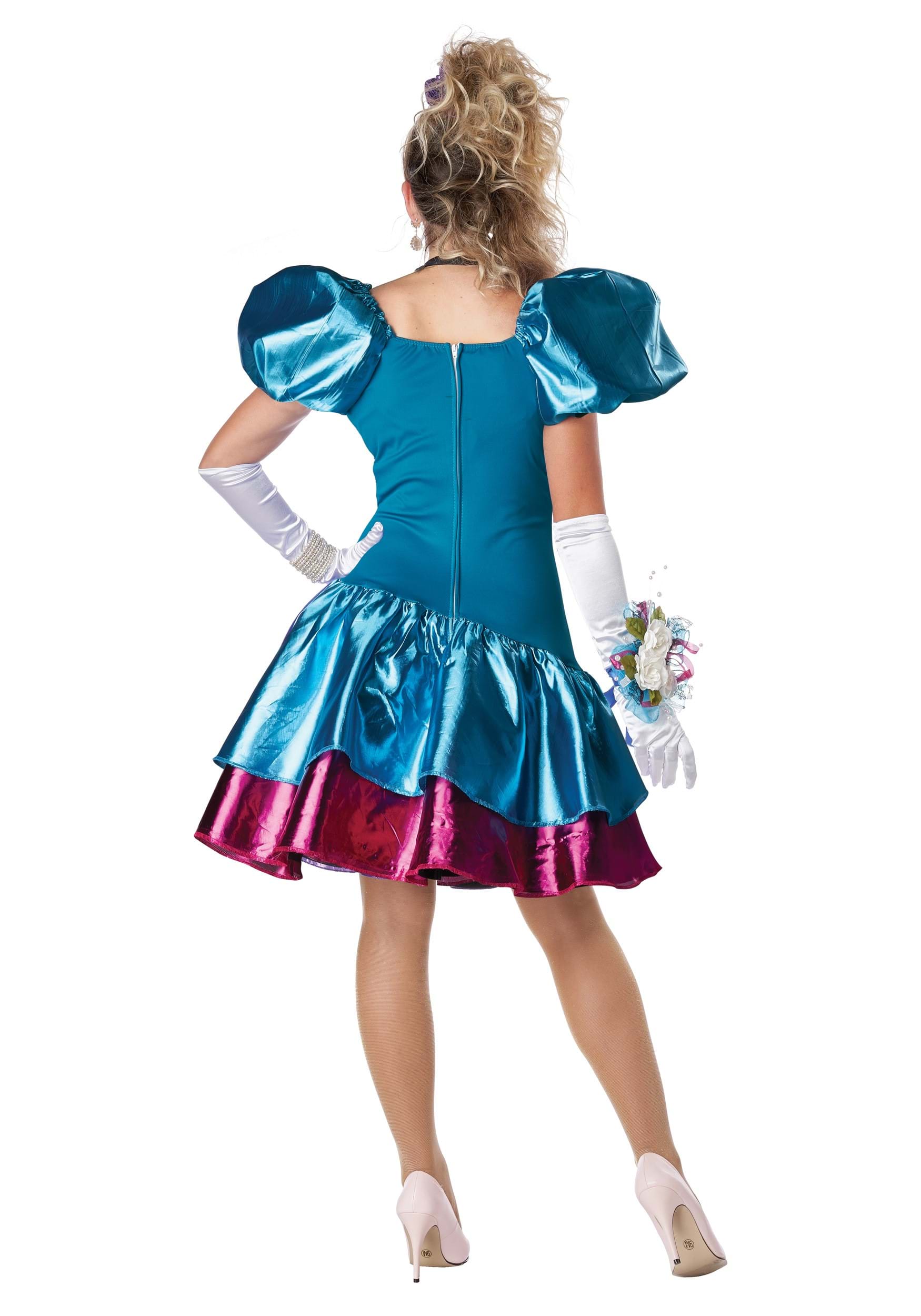 80s Blue Prom Costume Dress for Women
