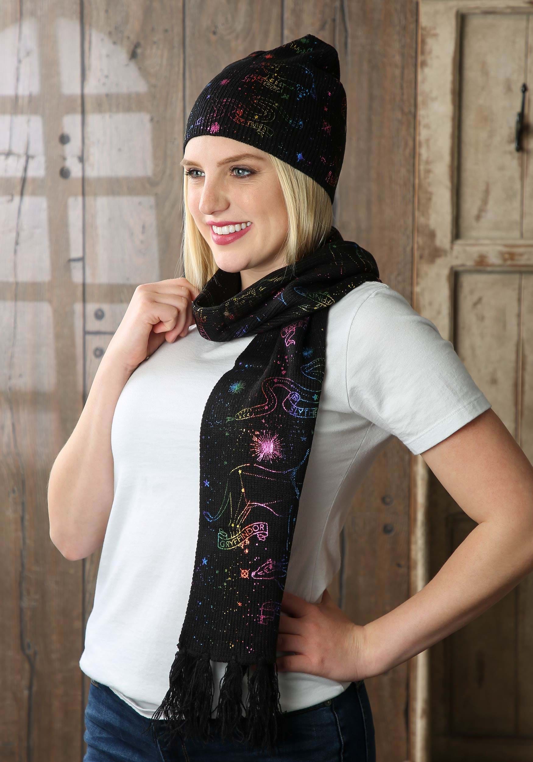 Harry Potter Hogwarts House Emblem Constellations Knit Scarf