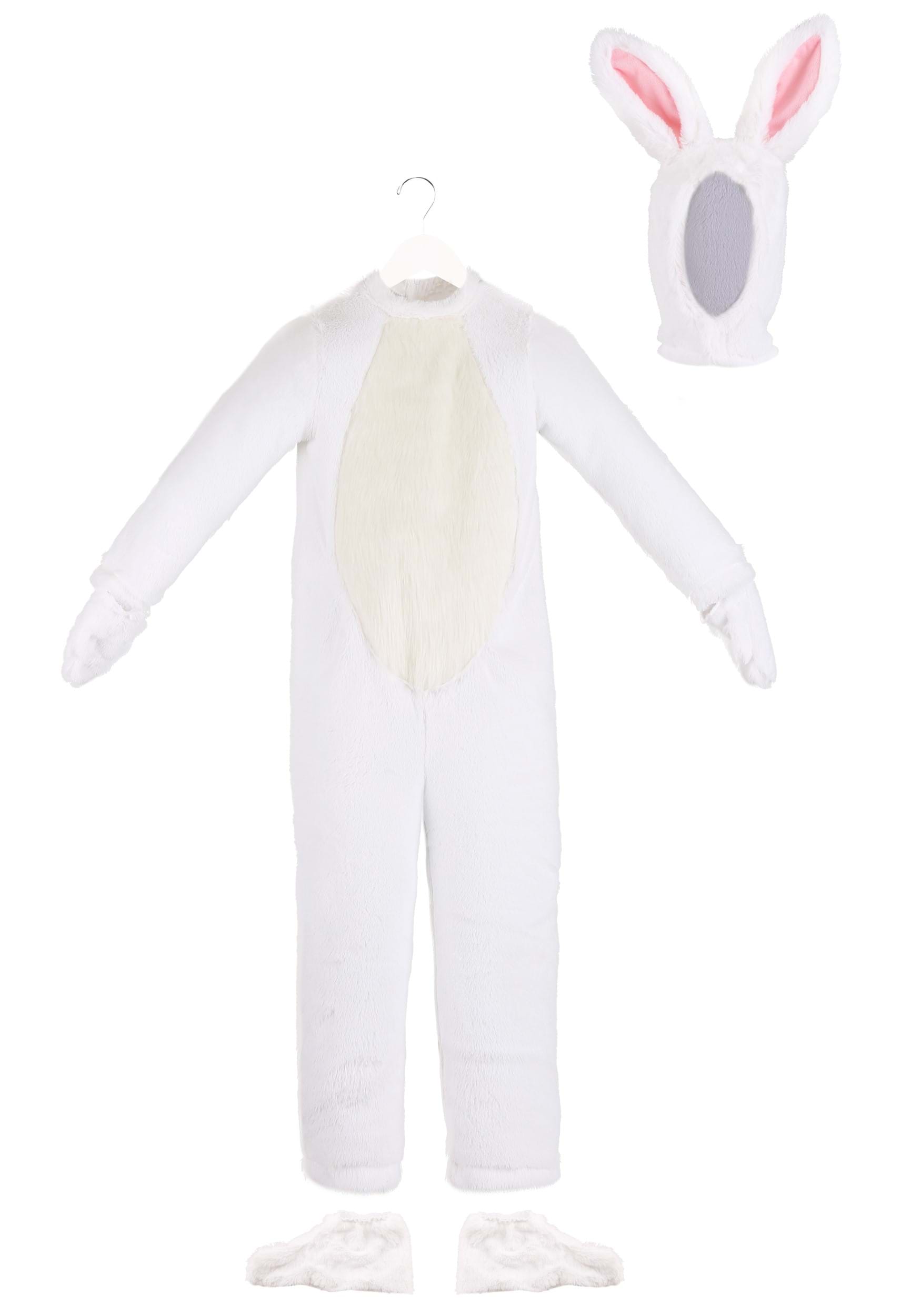 Open Face White Bunny Costume for Adults