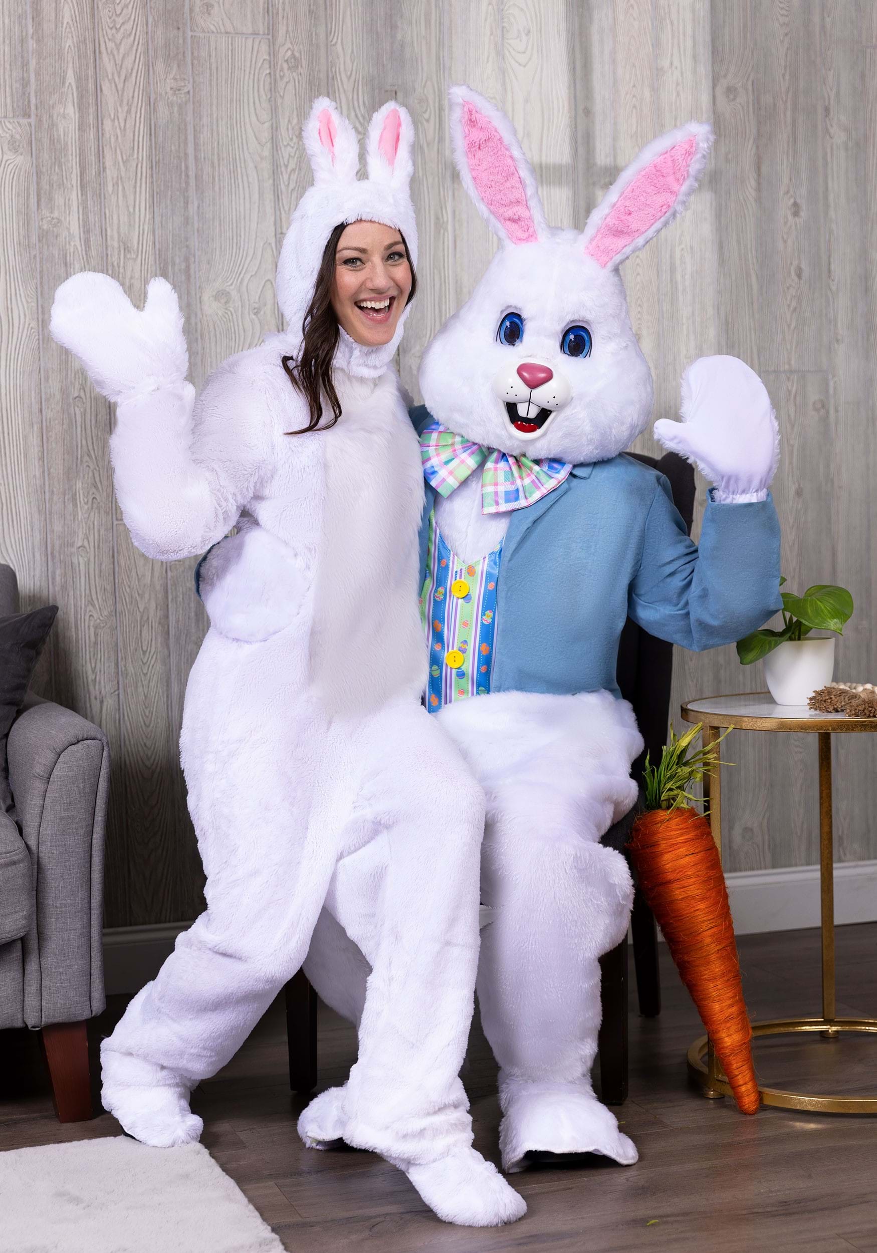 Open Face White Bunny Costume for Adults