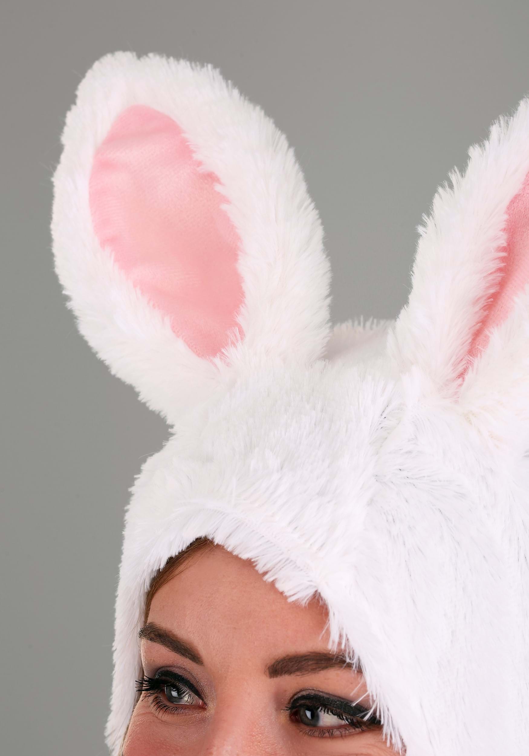 Open Face White Bunny Costume for Adults