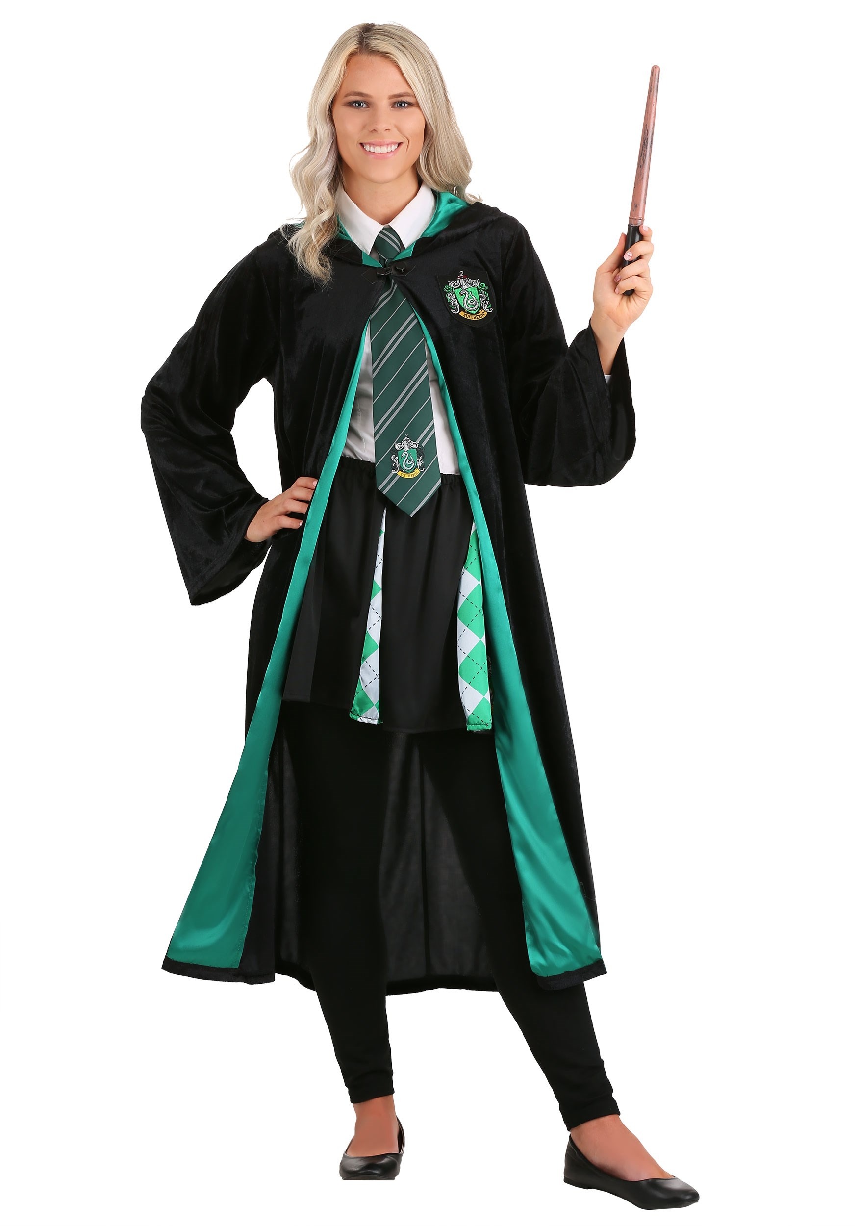 Adult Plus Size Deluxe Harry Potter Slytherin Robe Costume