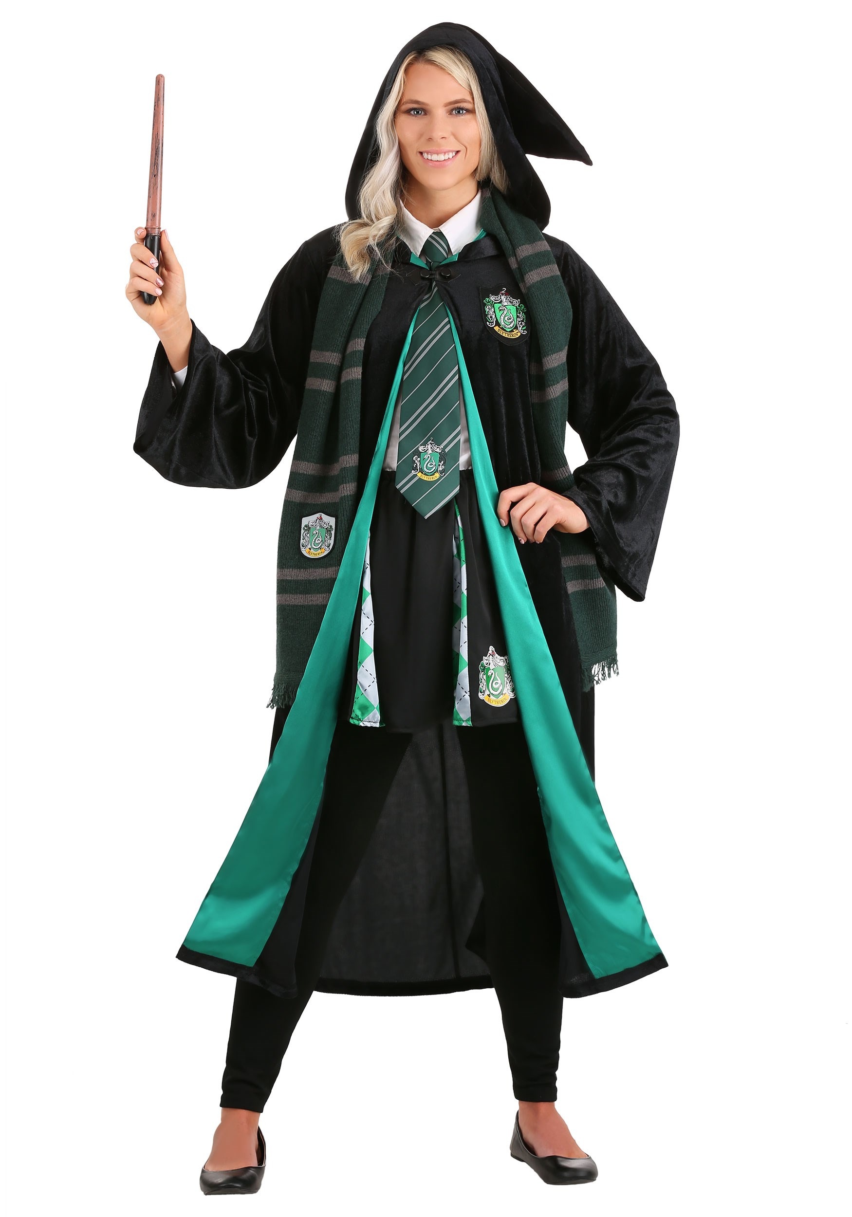 Adult Plus Size Deluxe Harry Potter Slytherin Robe Costume