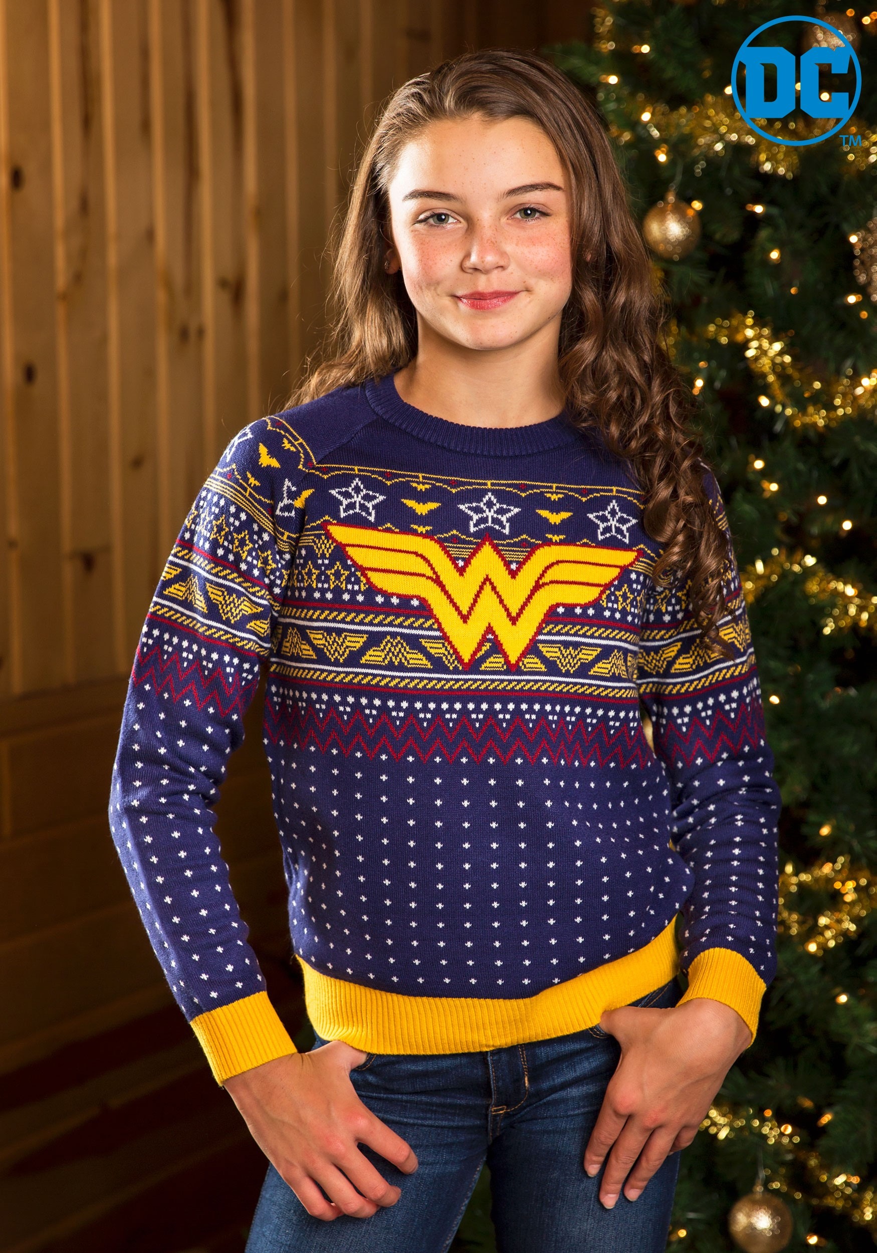Child Navy Ugly Wonder Woman Christmas Sweater