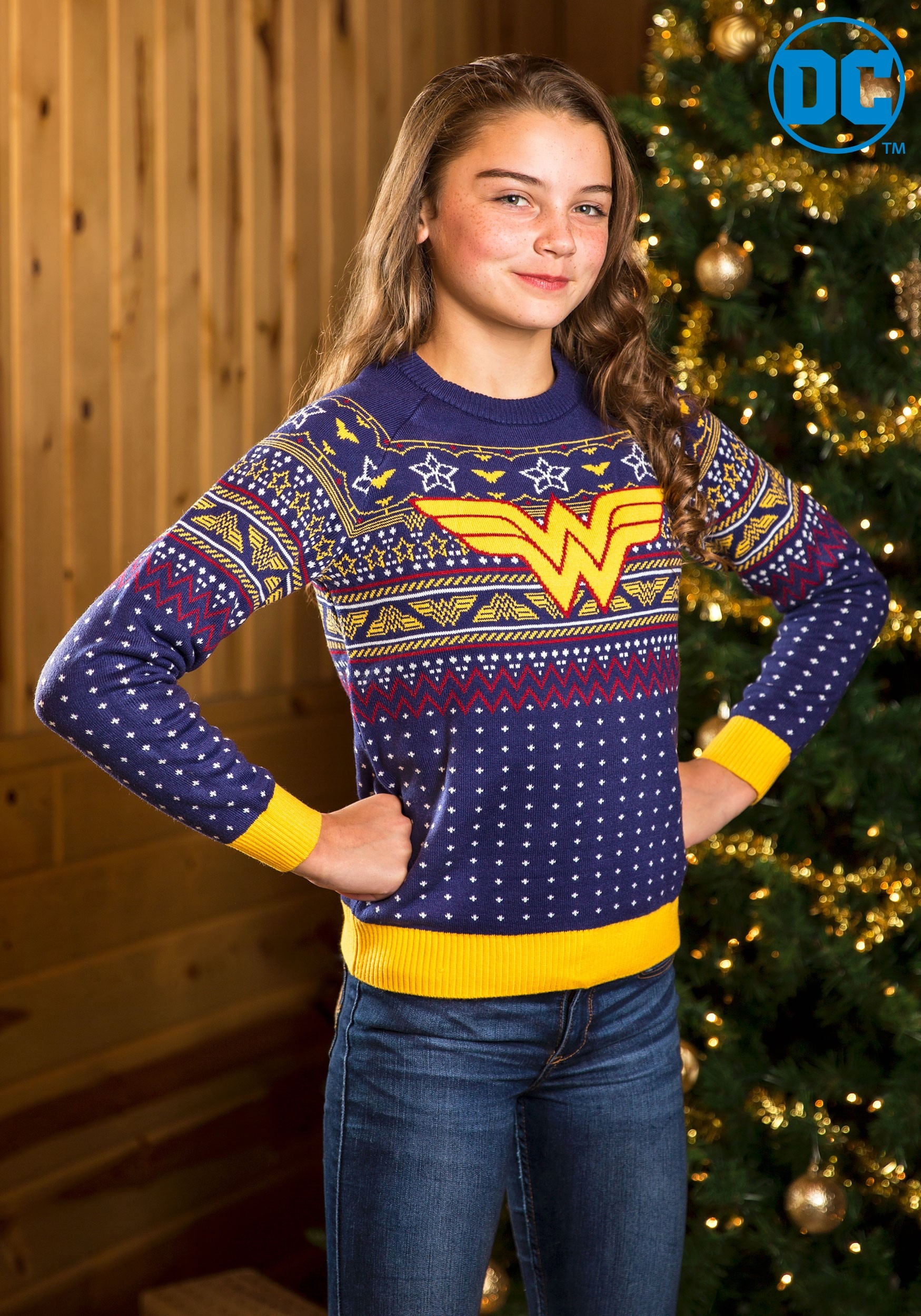 Child Navy Ugly Wonder Woman Christmas Sweater