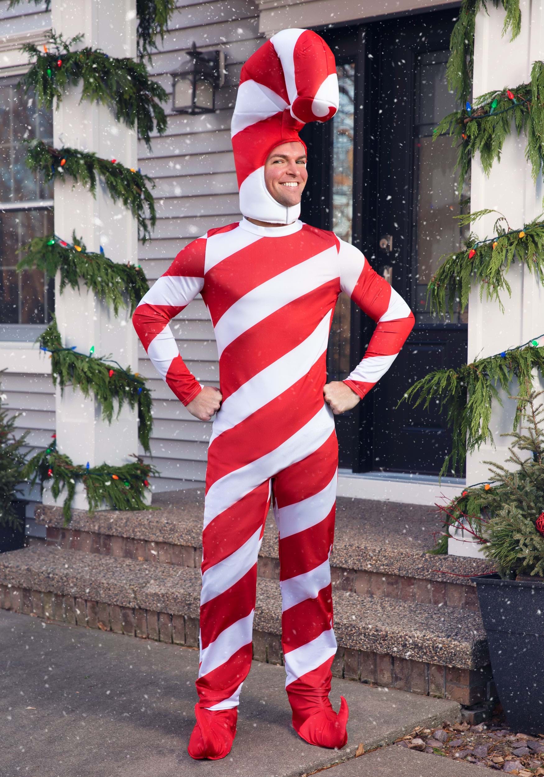 Adult Plus Size Red Candy Cane Bodysuit
