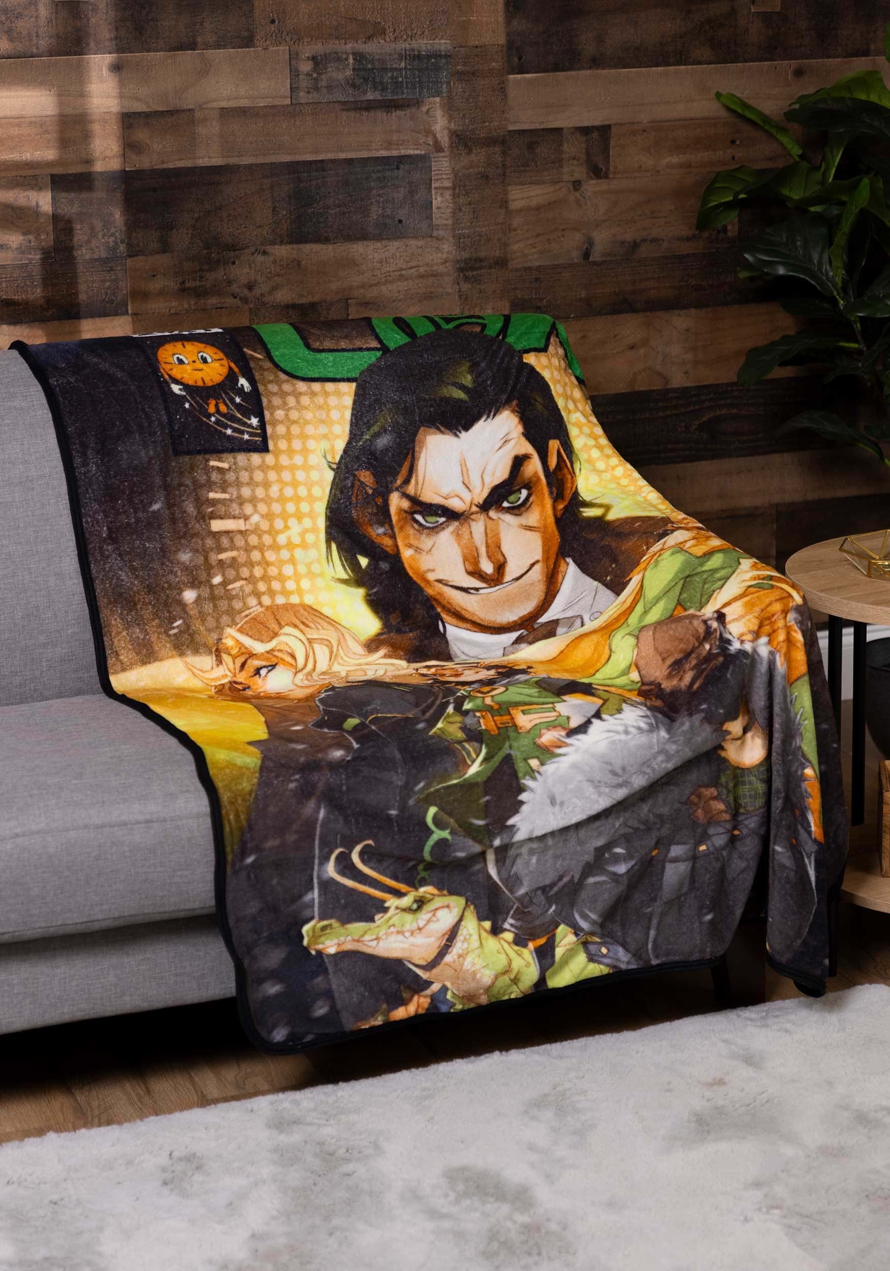Marvel Loki Variant Comic Art Micro Raschel Throw Blanket