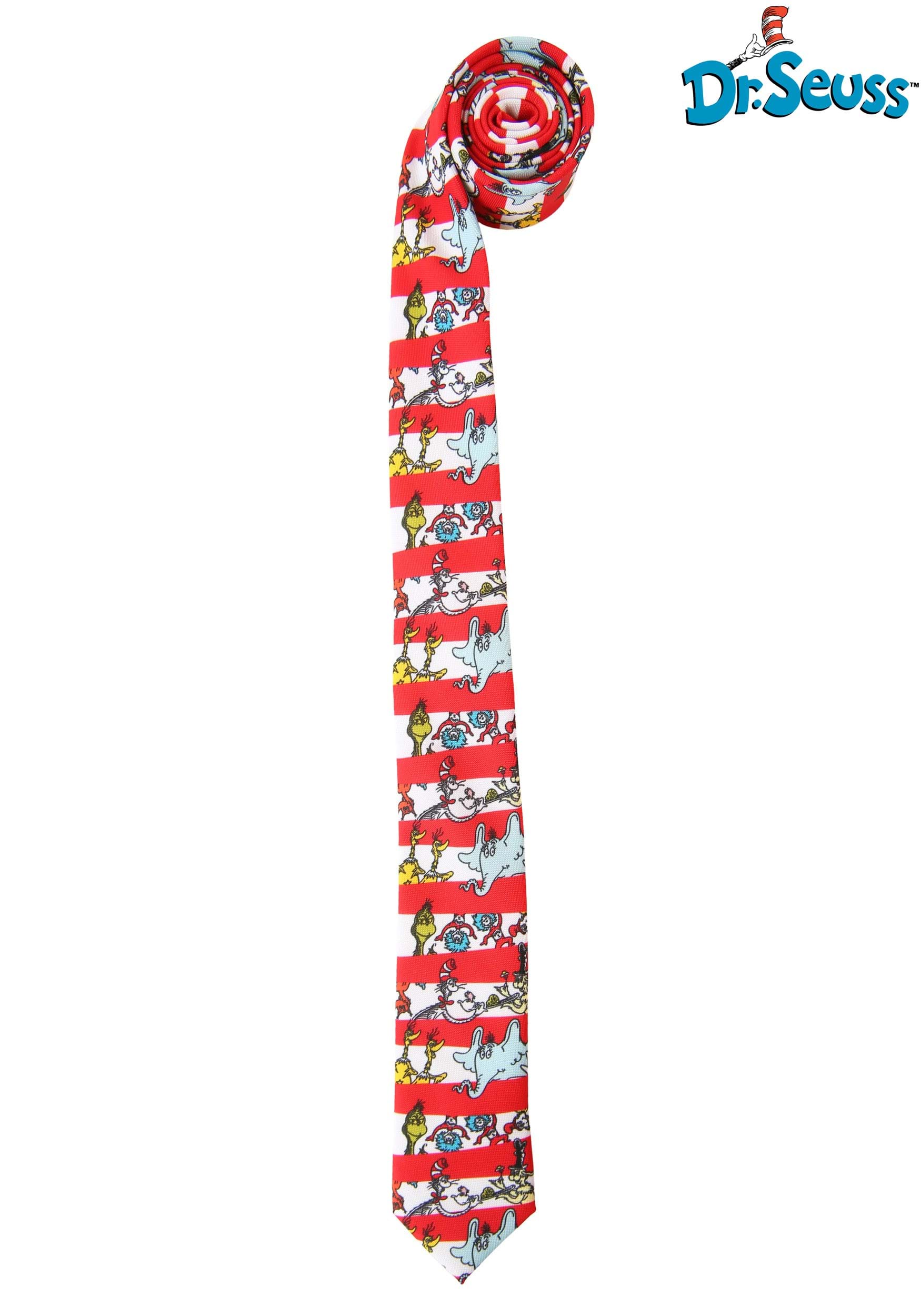 Dr. Seuss Characters & Stripes Adult Necktie