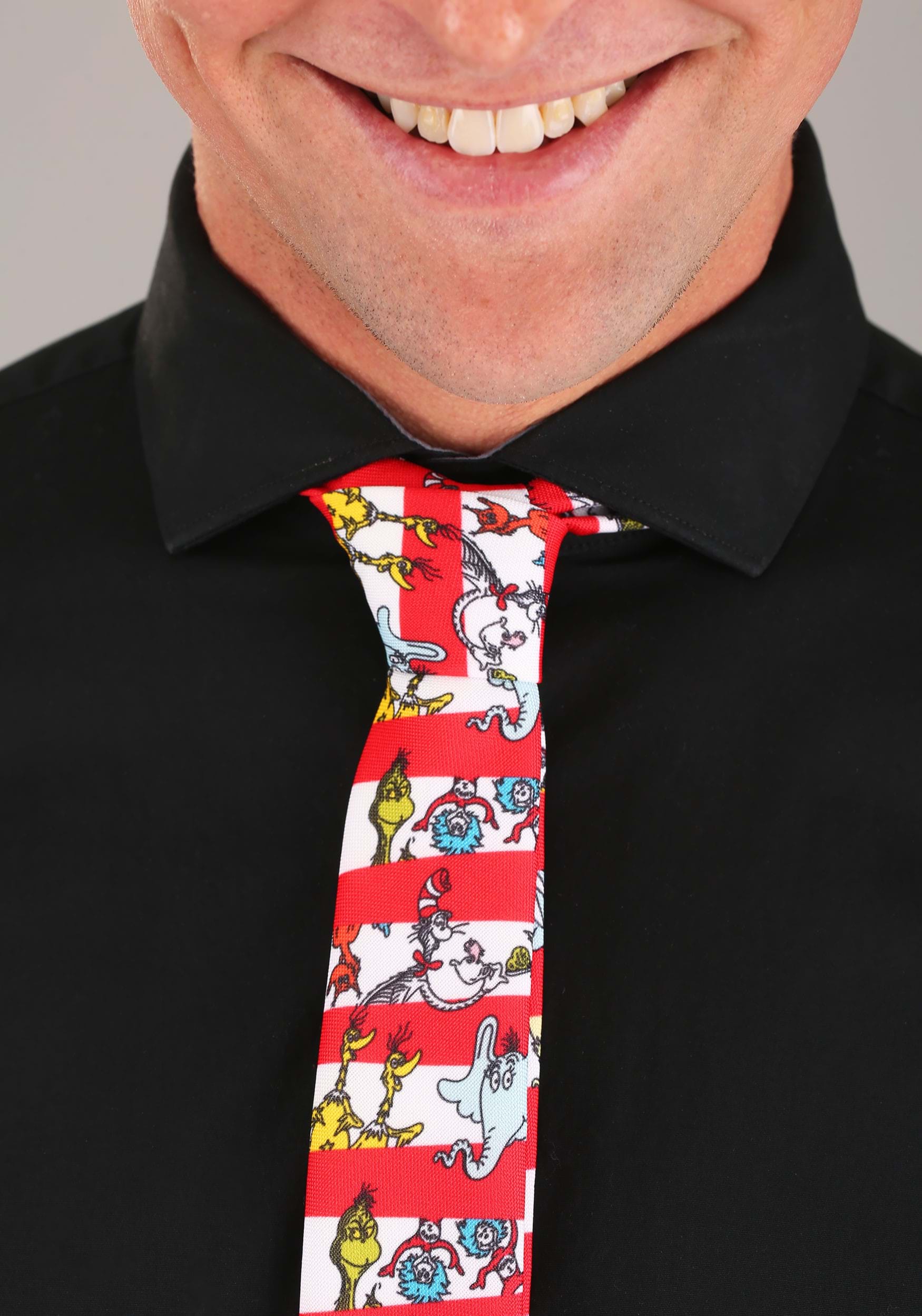 Dr. Seuss Characters & Stripes Adult Necktie