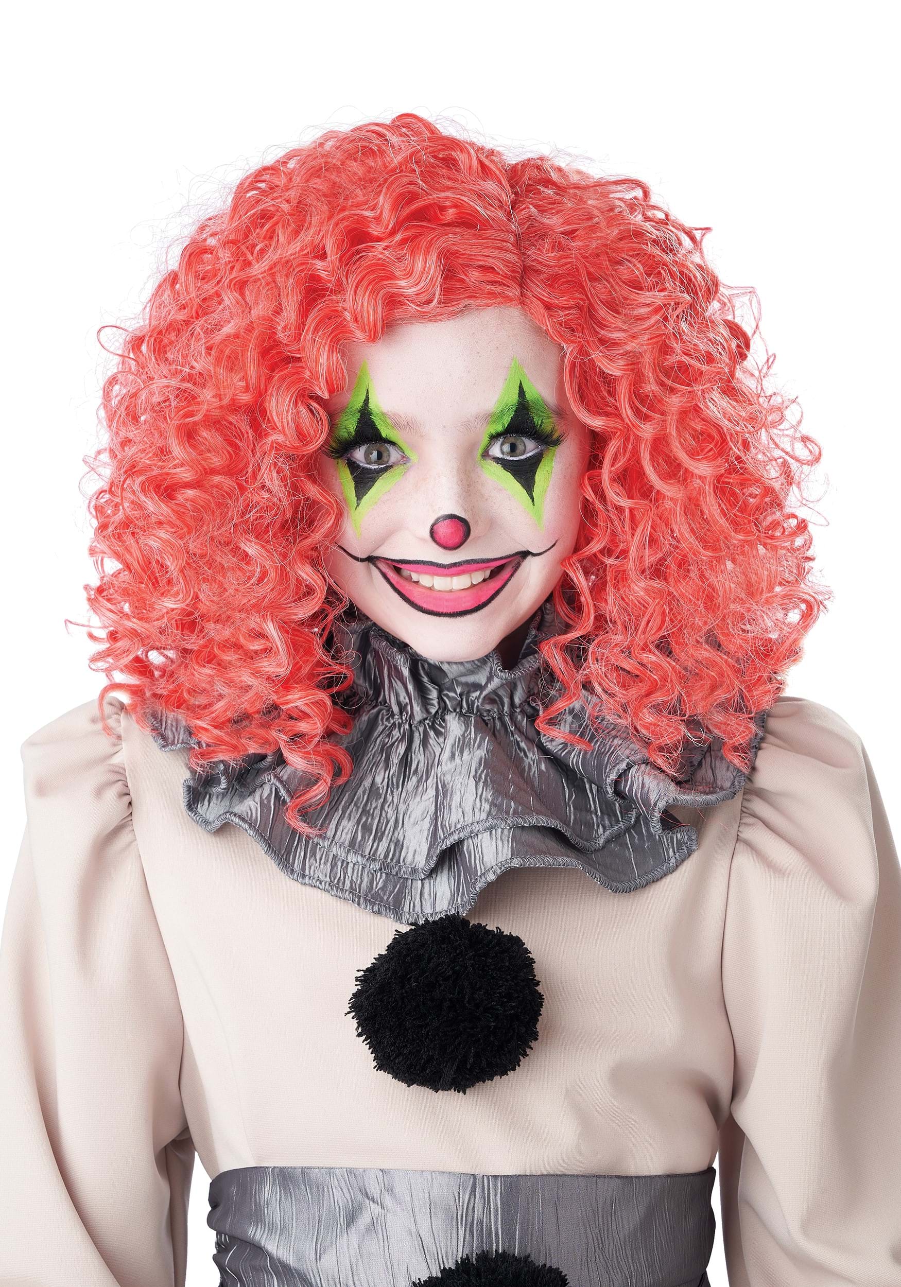 Glow in the Dark Red Curly Clown Wig for Adults