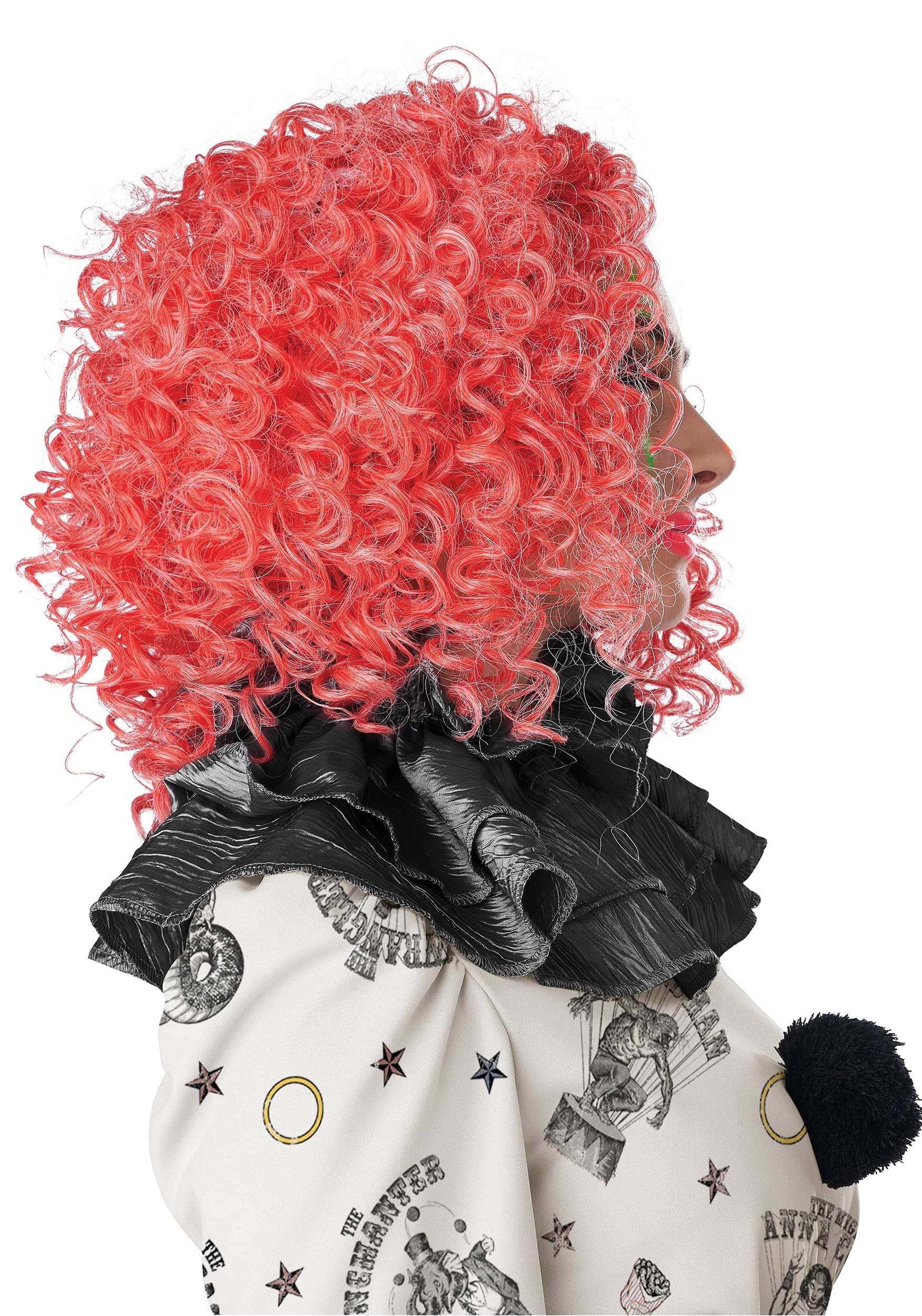 Glow in the Dark Red Curly Clown Wig for Adults