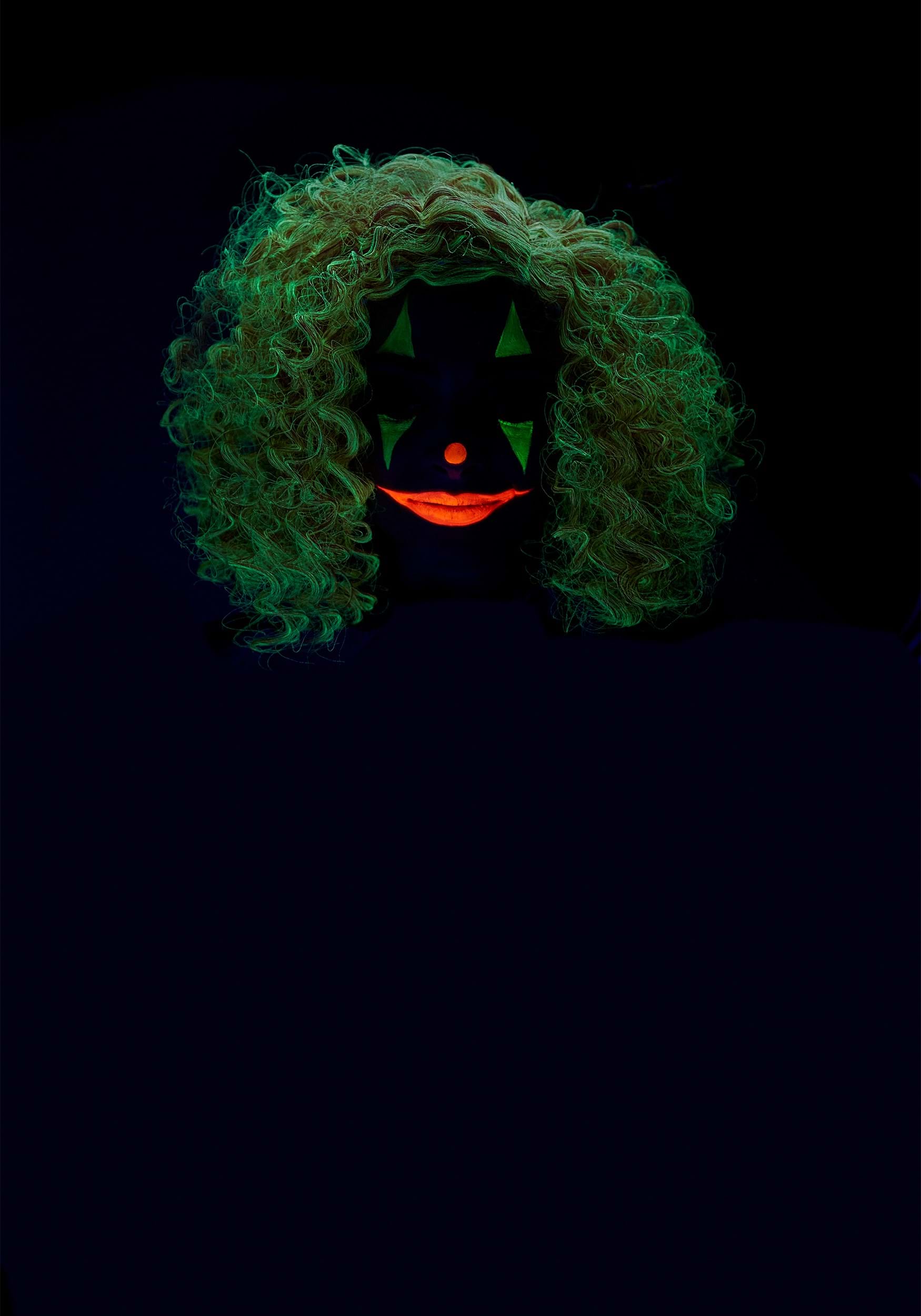 Glow in the Dark Red Curly Clown Wig for Adults