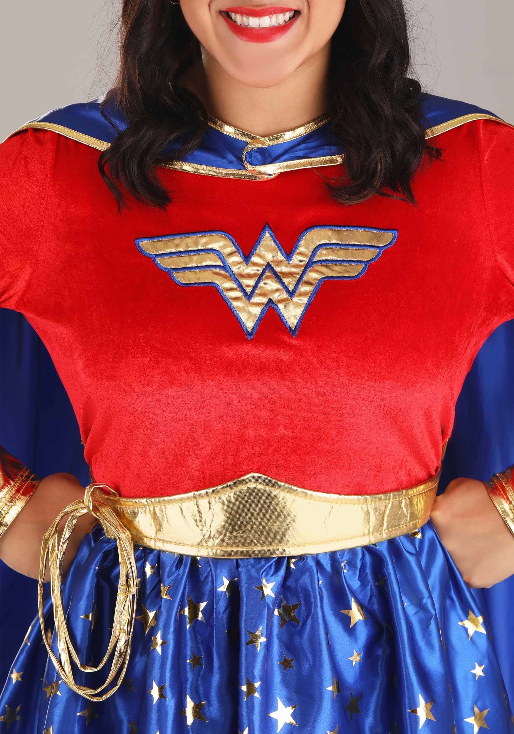 Plus Size Wonder Woman Long Sleeve Women's Dress Costume