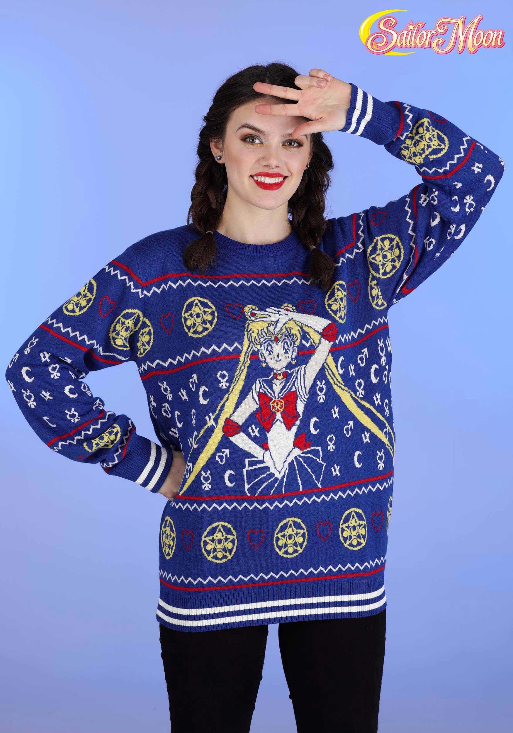 Sailor Moon Fair Isle Ugly Christmas Sweater for Adults