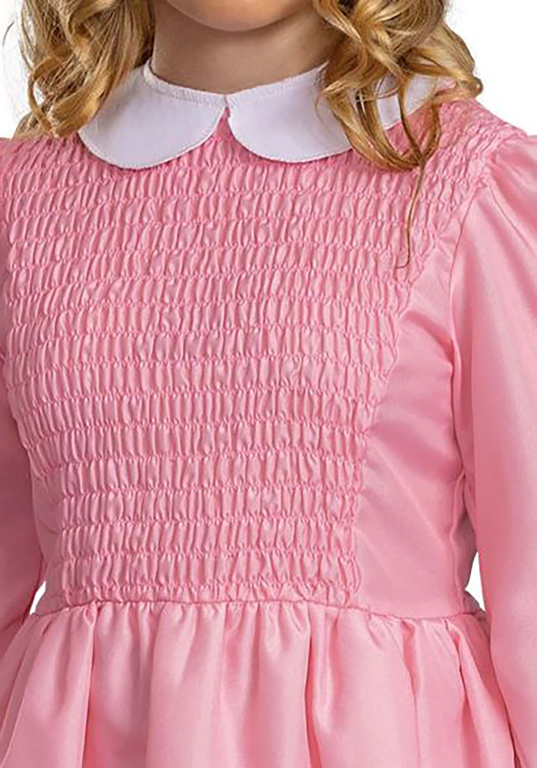 Kid's Stranger Things Tween Classic Pink Dress Eleven Costume 3 Kid's Stranger Things Tween Classic Pink Dress Eleven Costume