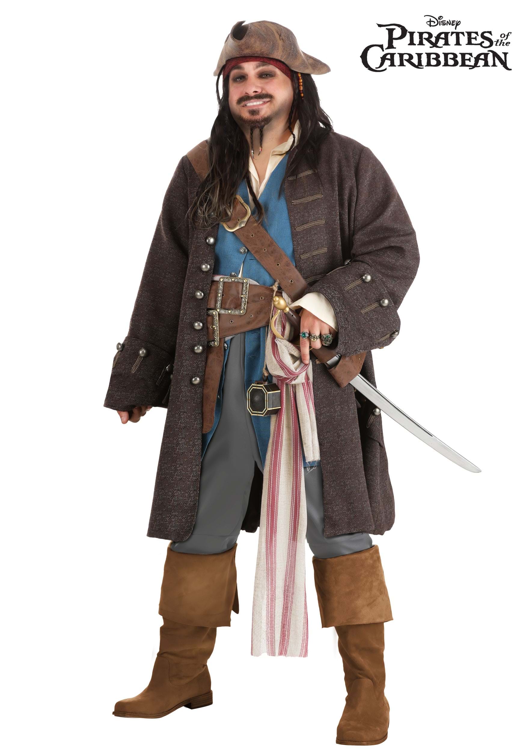 Captain Jack Sparrow Costume for Plus Size Men from Disney's Pirates of the Caribbean