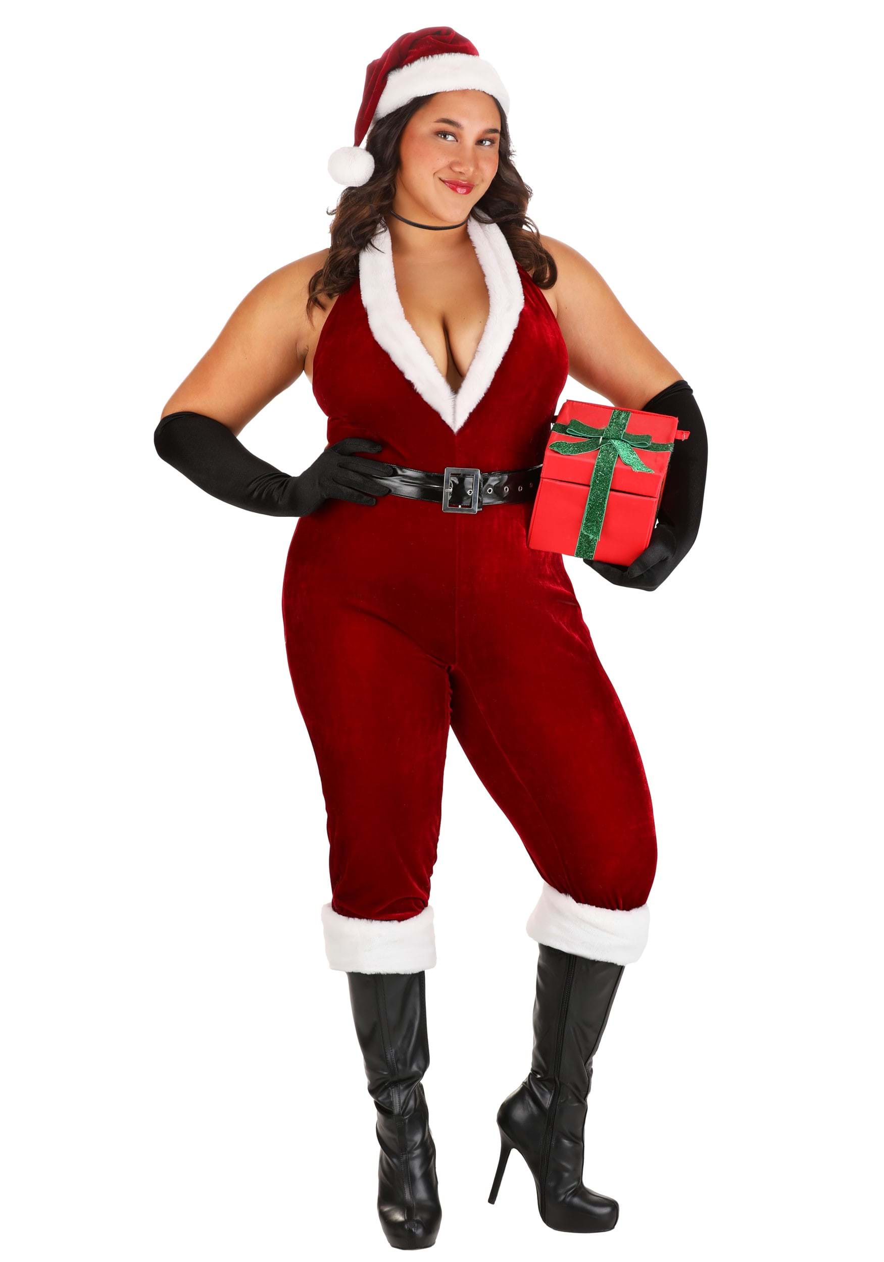 Women's Plus Size Sexy Santa Bodysuit Costume 1 Women's Plus Size Sexy Santa Bodysuit Costume