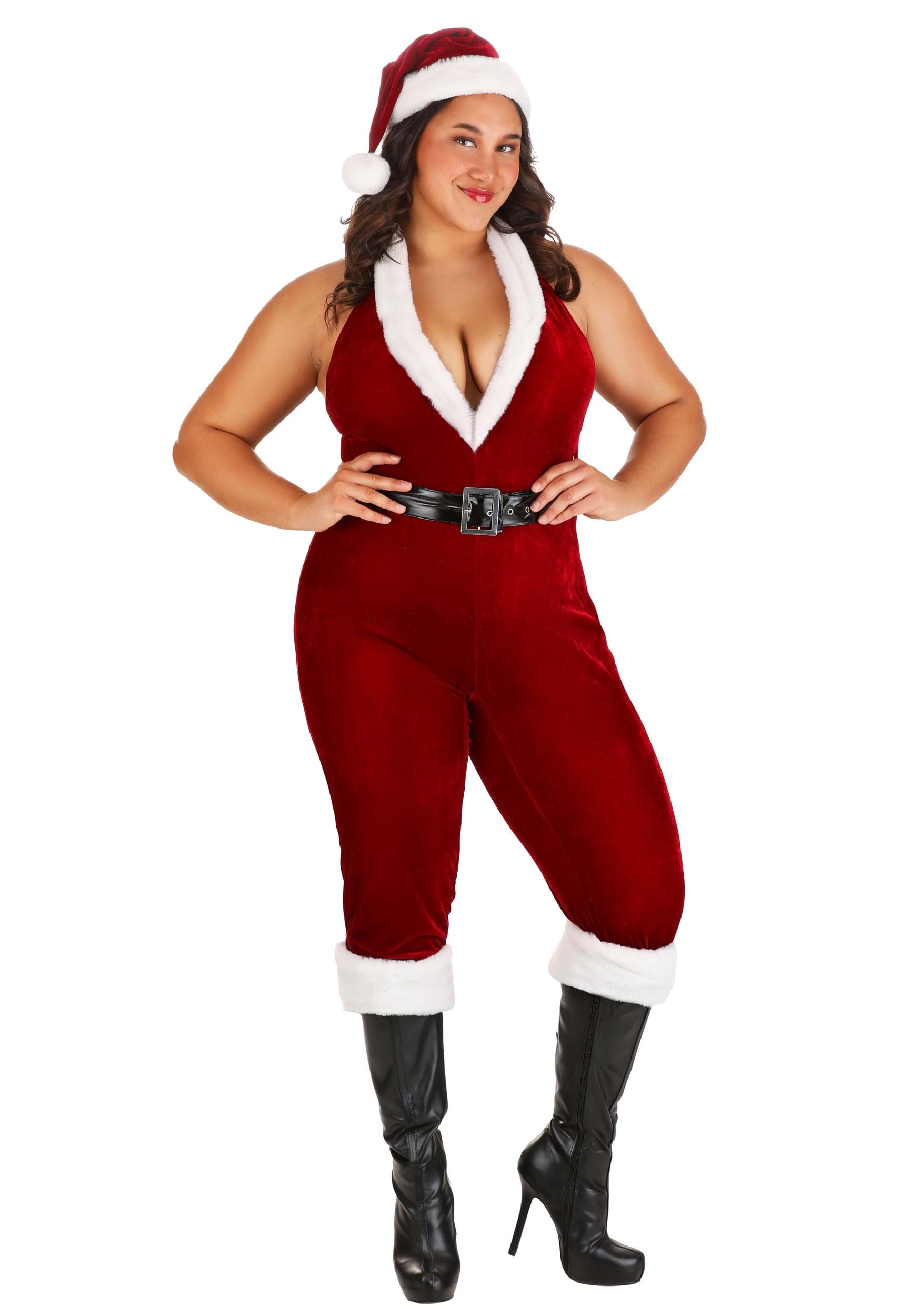 Women's Plus Size Sexy Santa Bodysuit Costume 2 Women's Plus Size Sexy Santa Bodysuit Costume