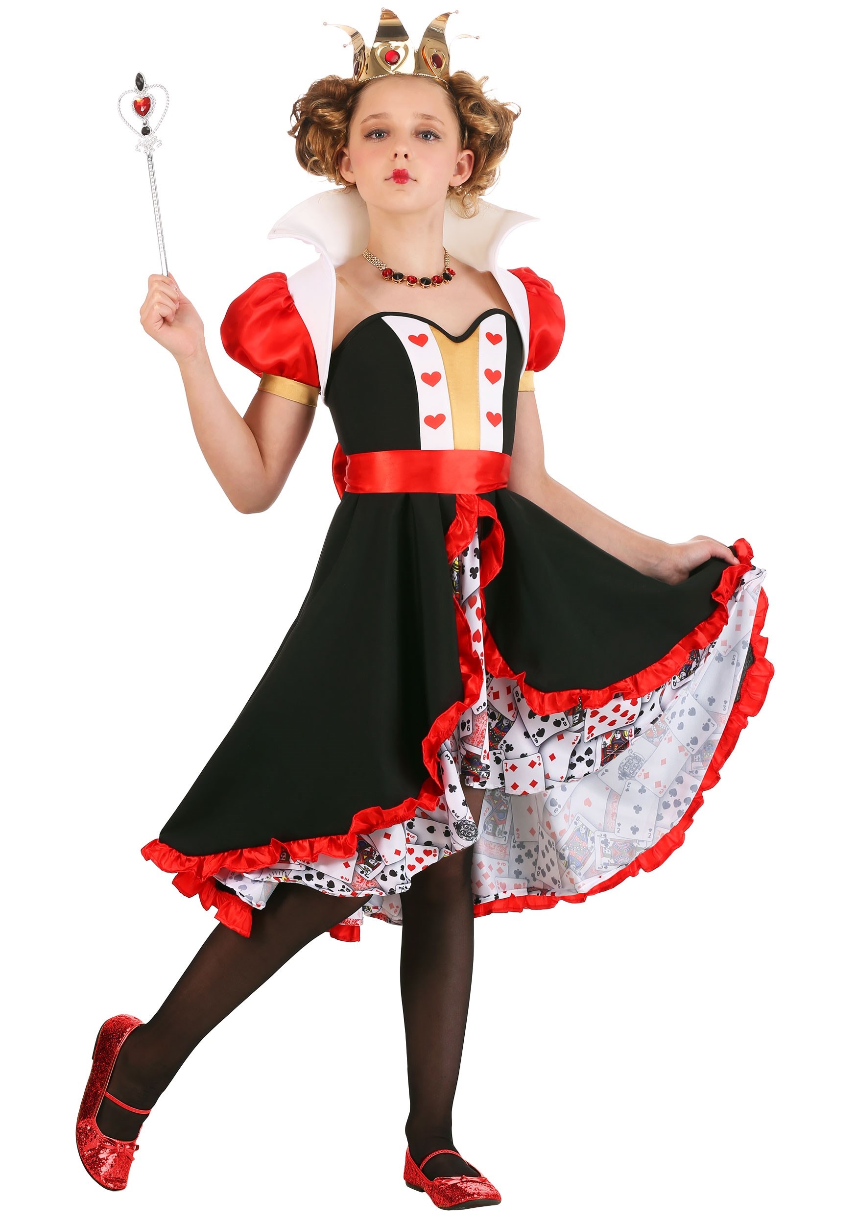 Girl's Frilly Queen of Hearts Costume 1 Girl's Frilly Queen of Hearts Costume