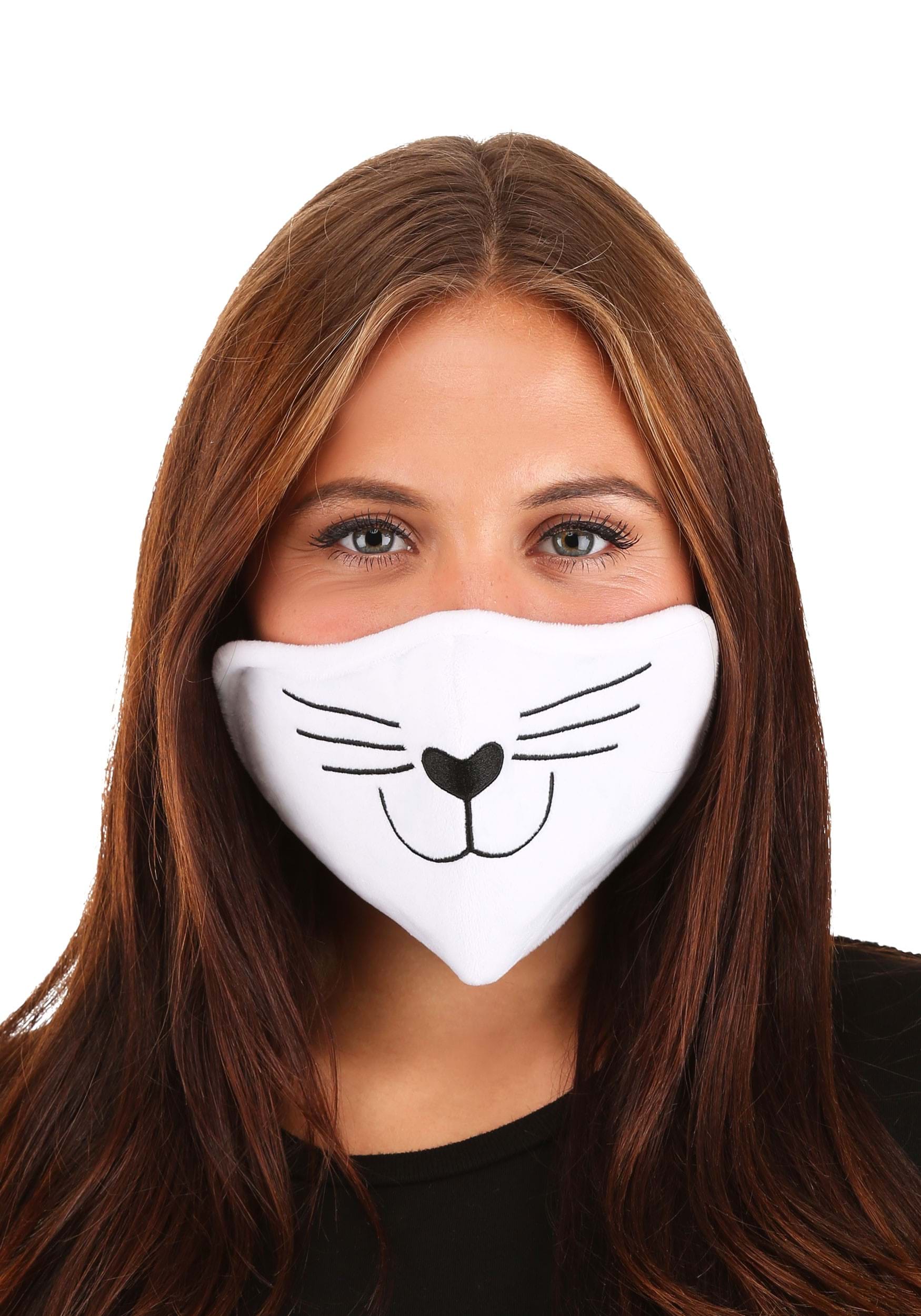 White Cat Face Mask for Adults
