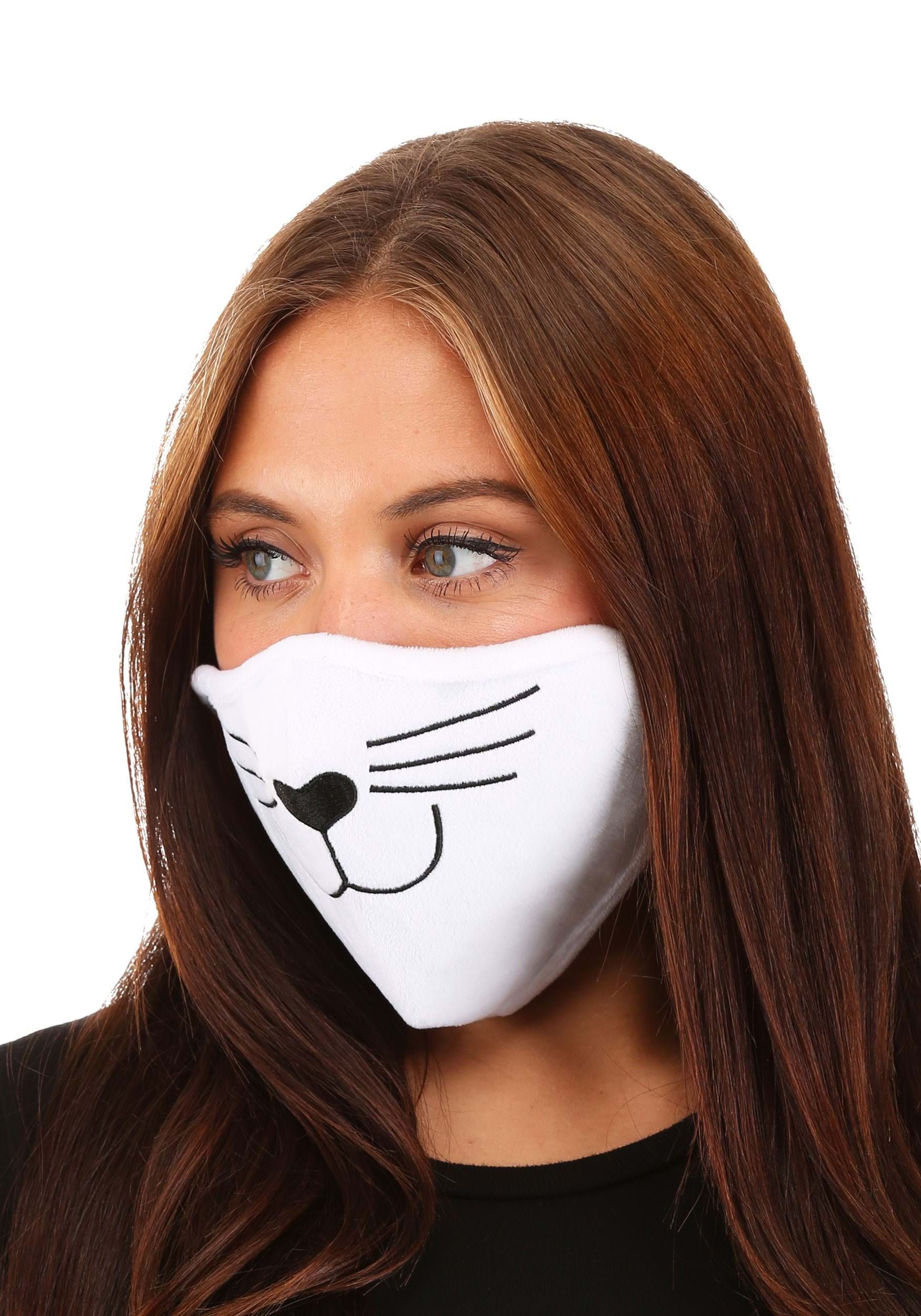 White Cat Face Mask for Adults