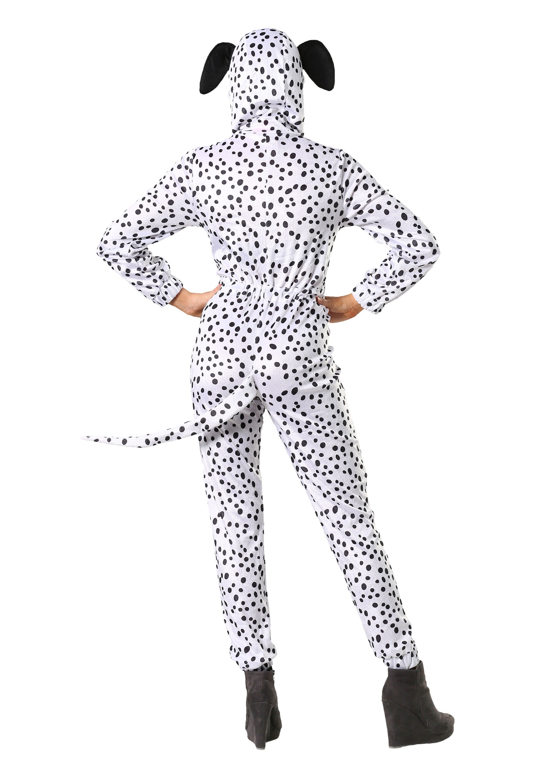 Women's Plus Cozy Dalmatian Jumpsuit Costume