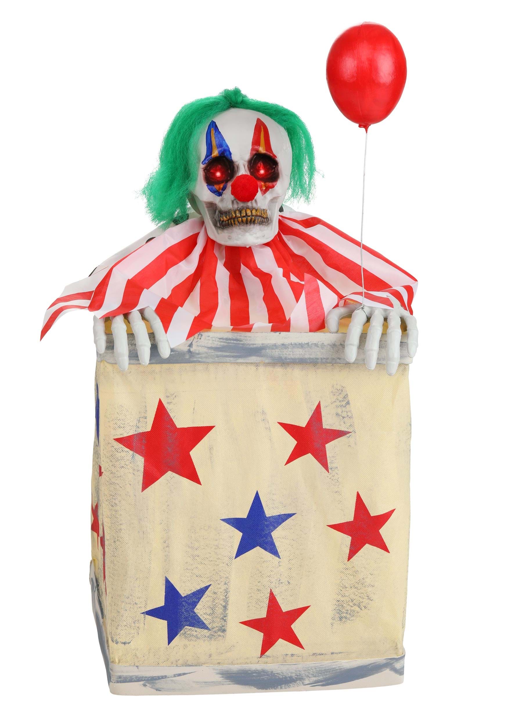 Animated 2.5FT Laughing Evil Clown in Box Halloween Decoration