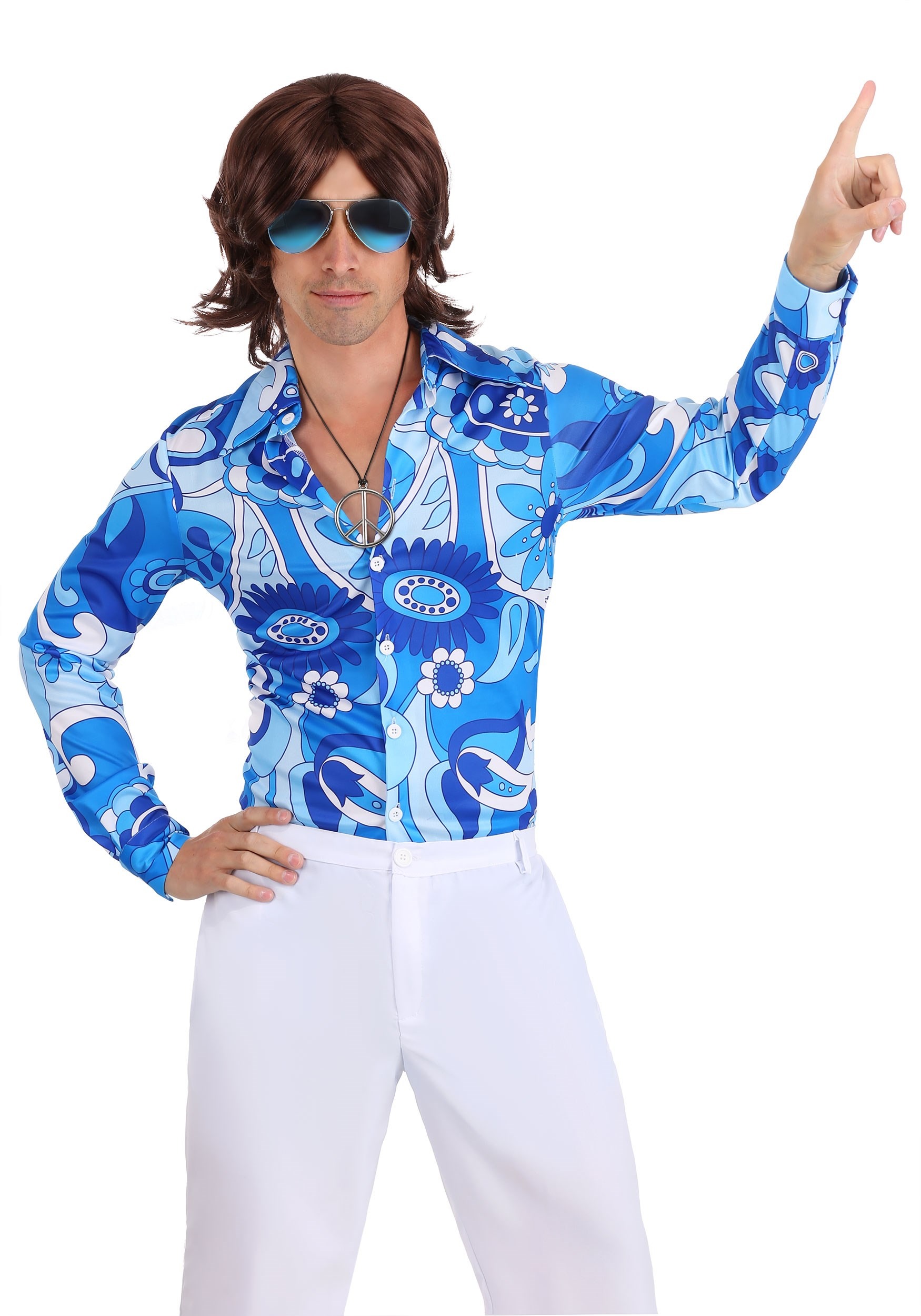Blue Flower Disco Shirt for Men