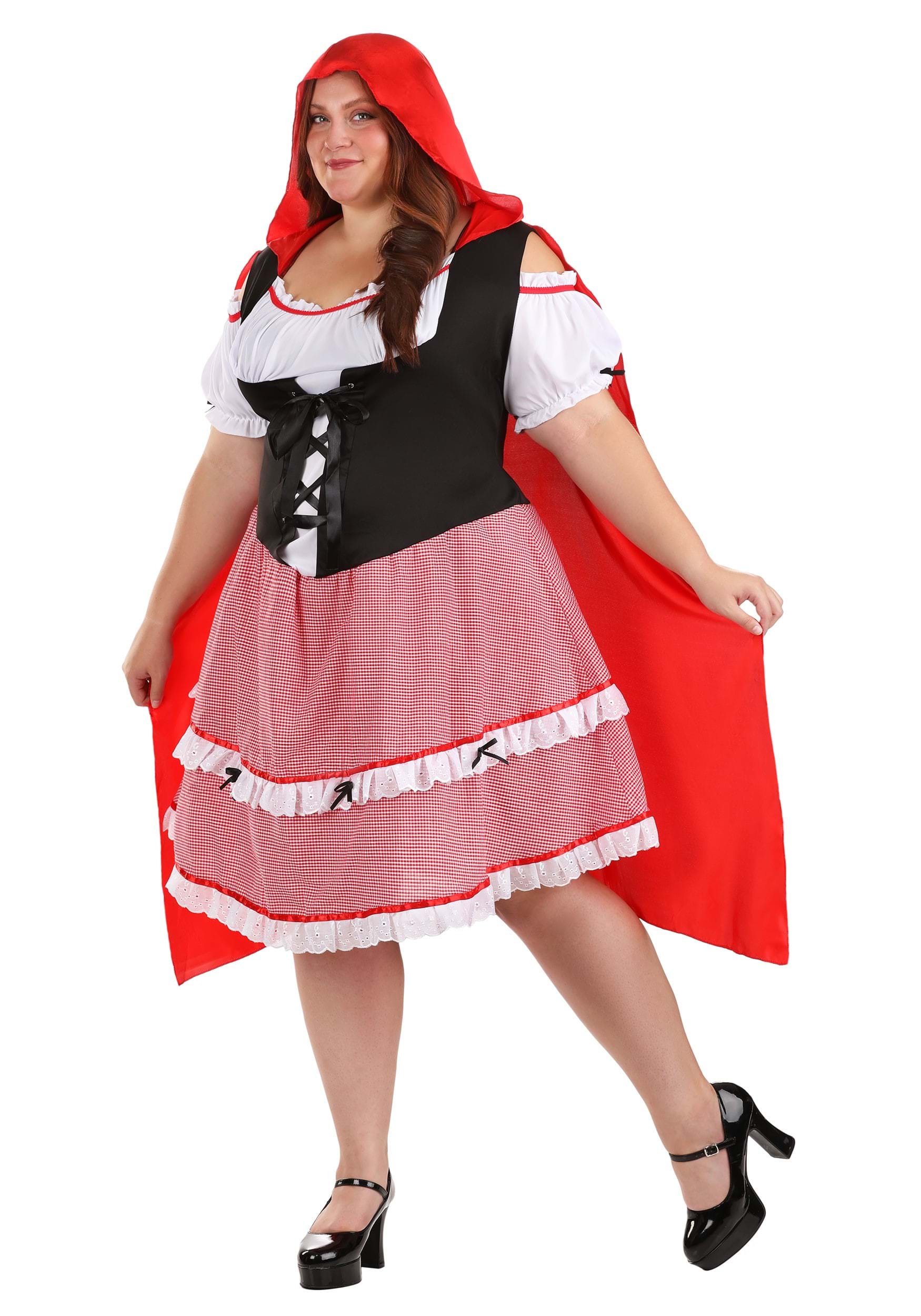Knee Length Plus Size Red Riding Hood Costume for Women