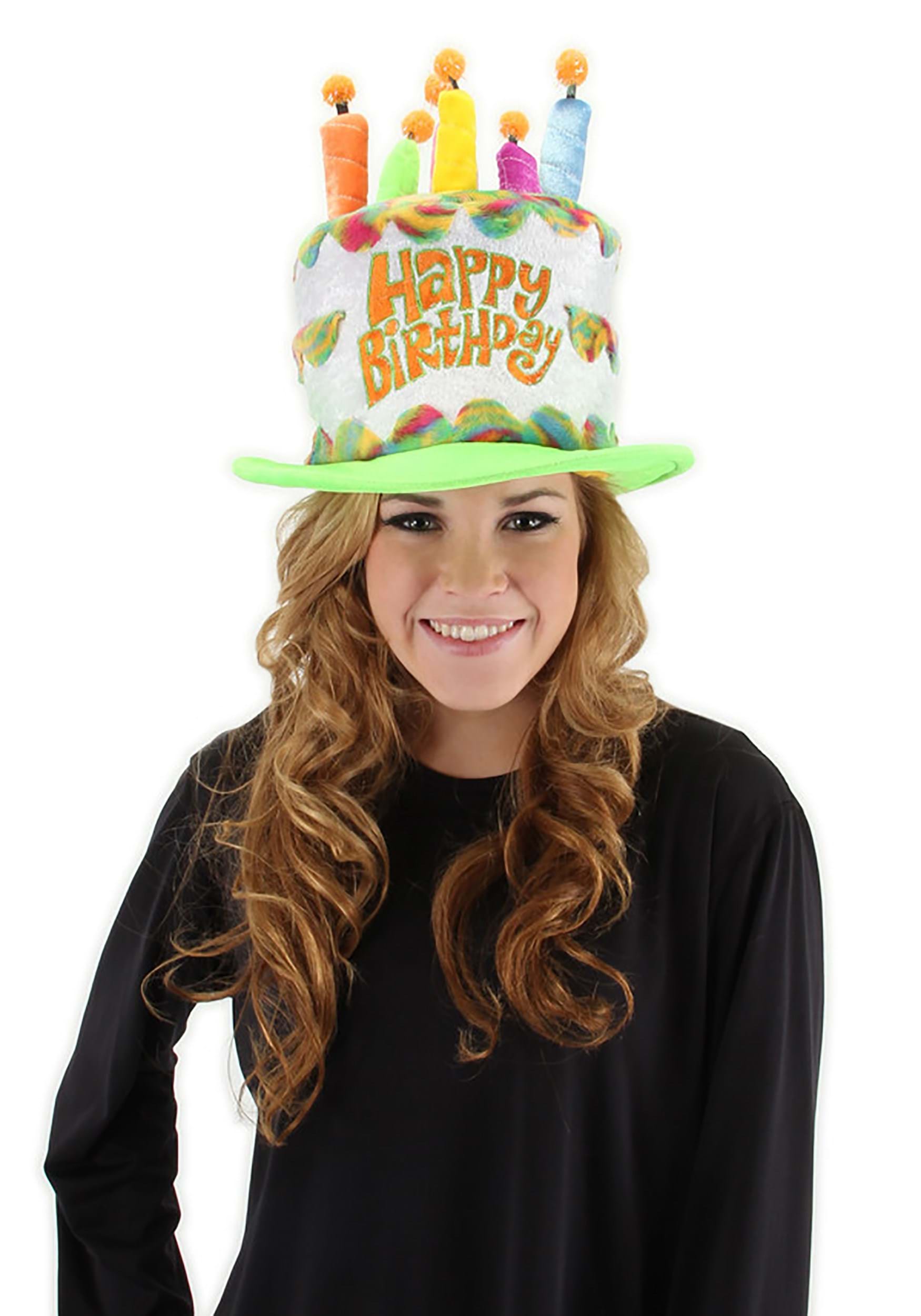 Plush Adult Rainbow Birthday Cake Hat 1 Plush Adult Rainbow Birthday Cake Hat