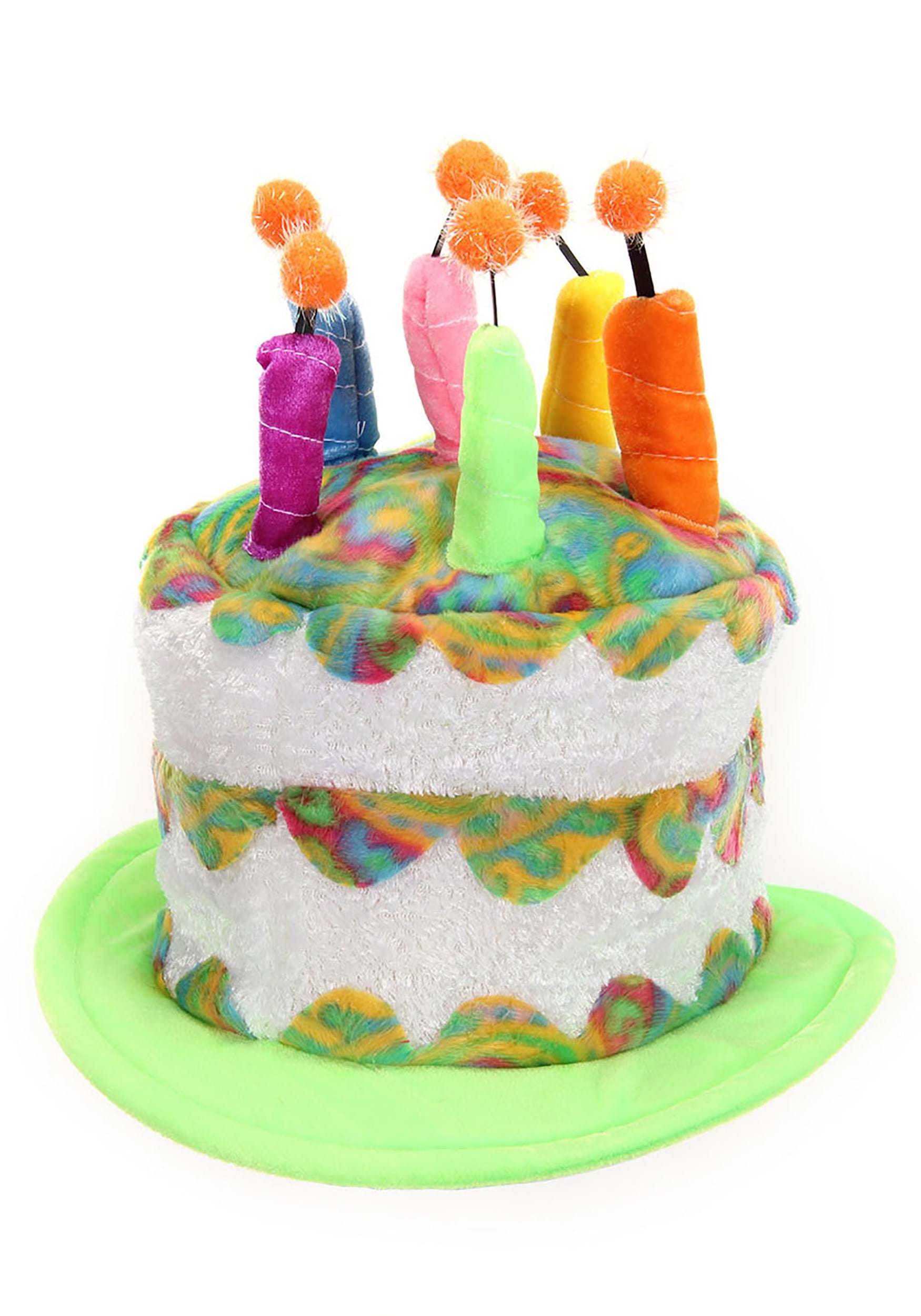 Plush Adult Rainbow Birthday Cake Hat 3 Plush Adult Rainbow Birthday Cake Hat