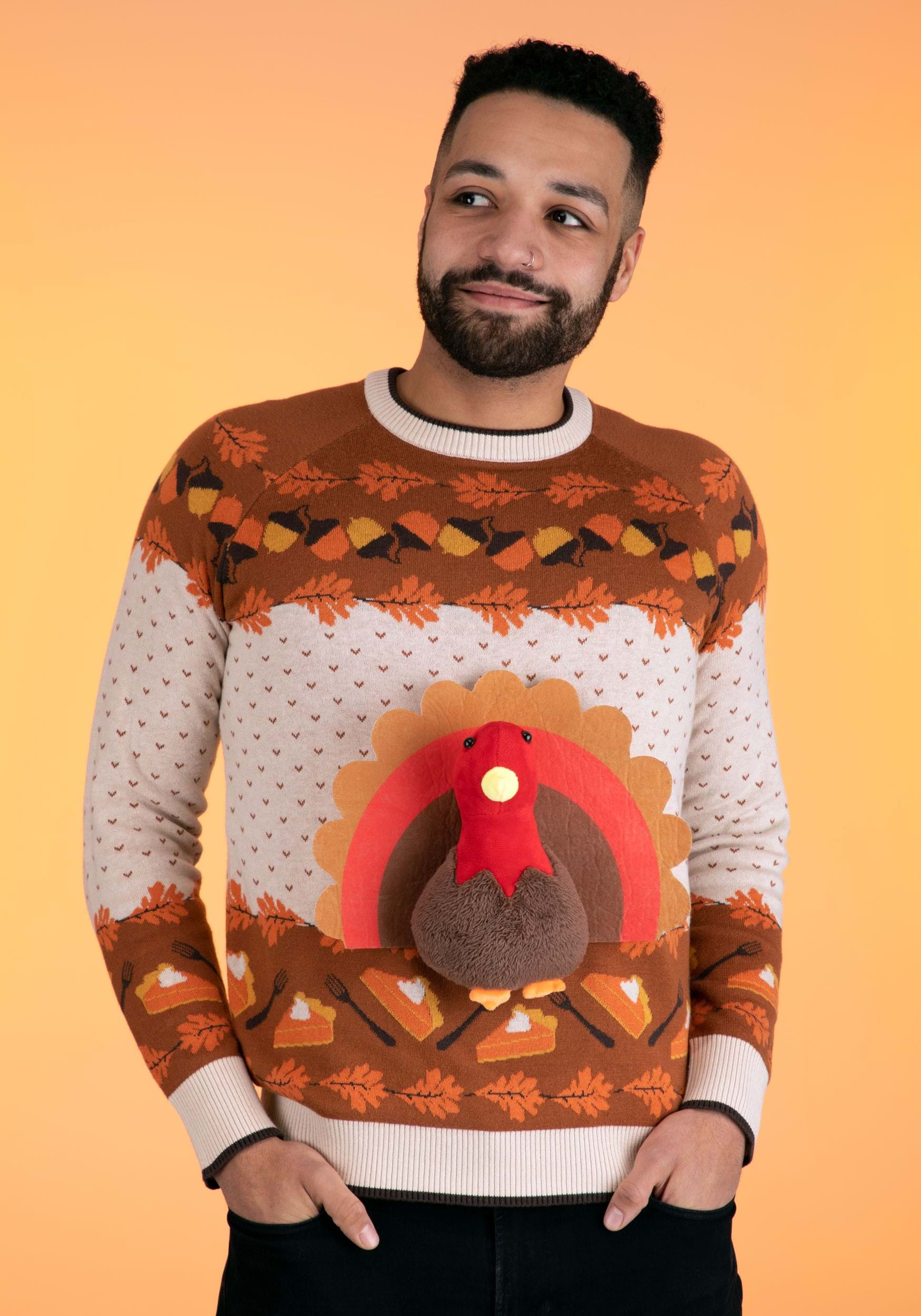 3D Turkey Ugly Holiday Sweater for Adults