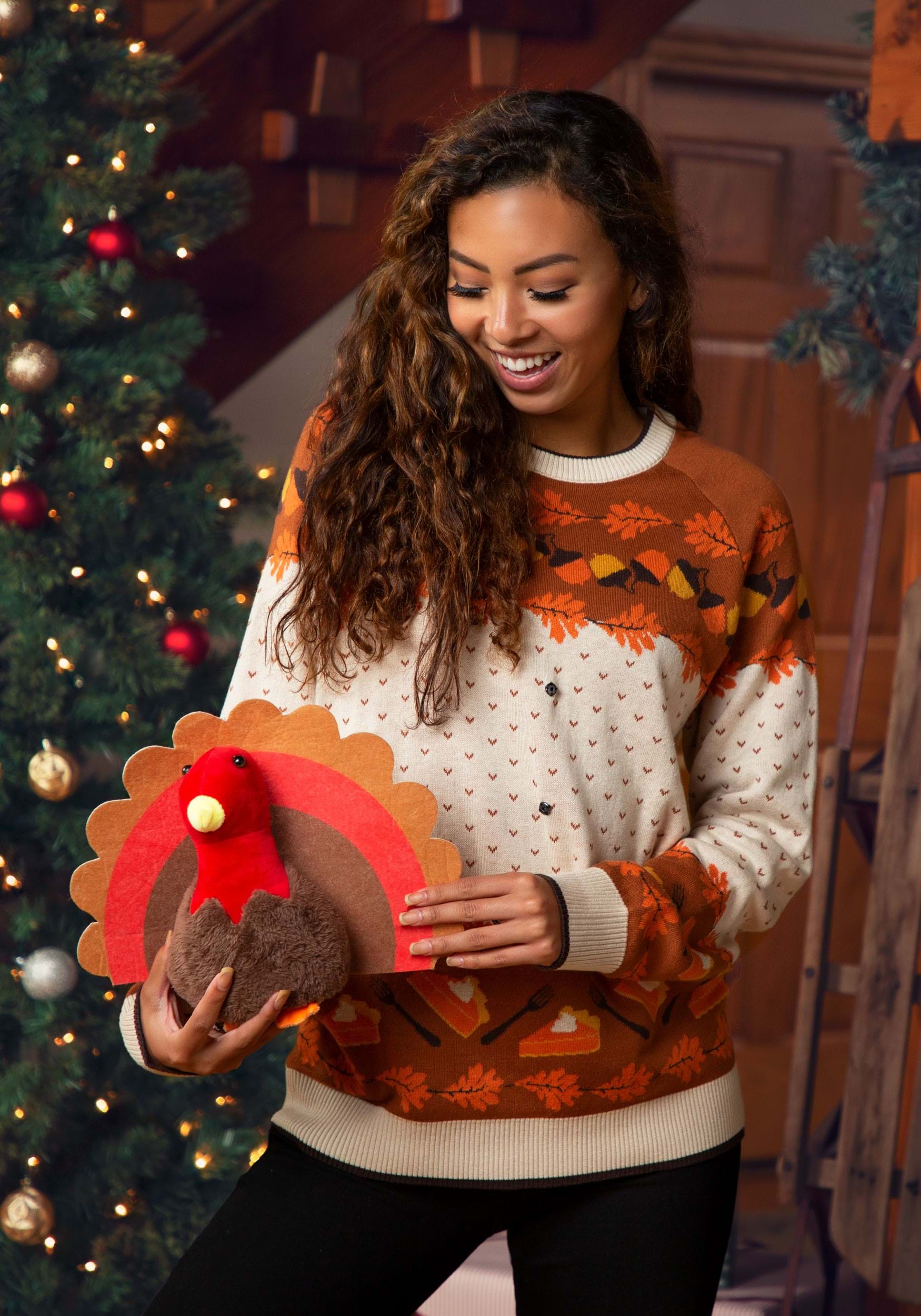 3D Turkey Ugly Holiday Sweater for Adults