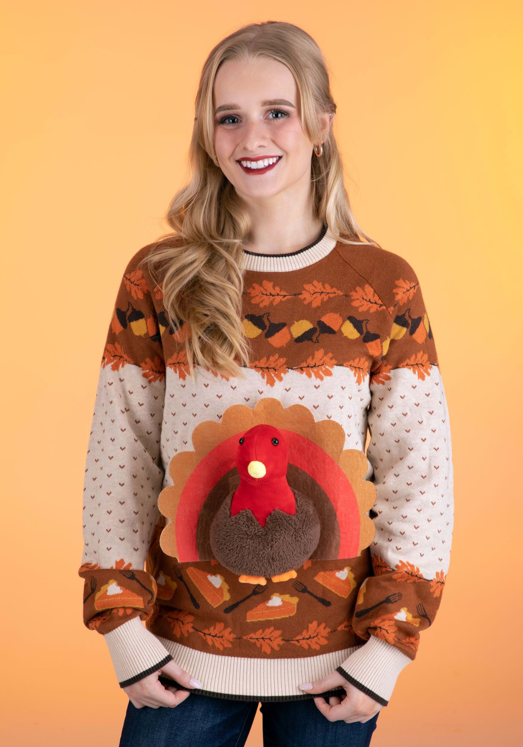 3D Turkey Ugly Holiday Sweater for Adults