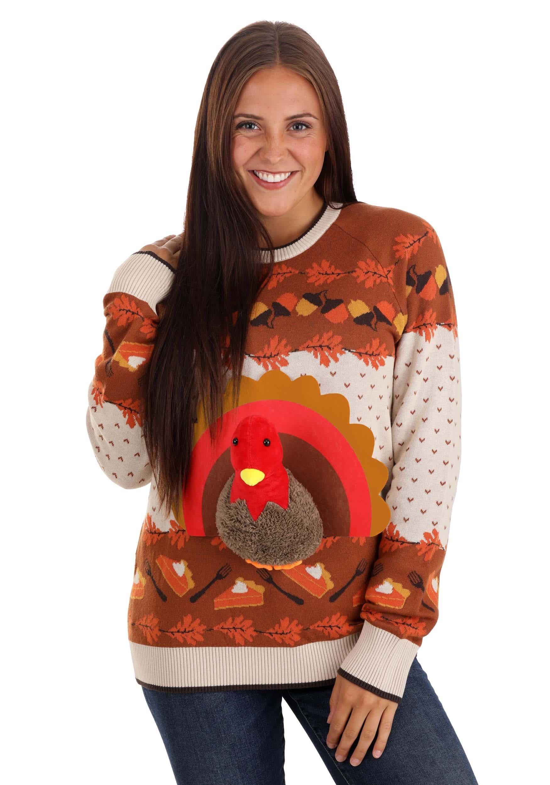 3D Turkey Ugly Holiday Sweater for Adults