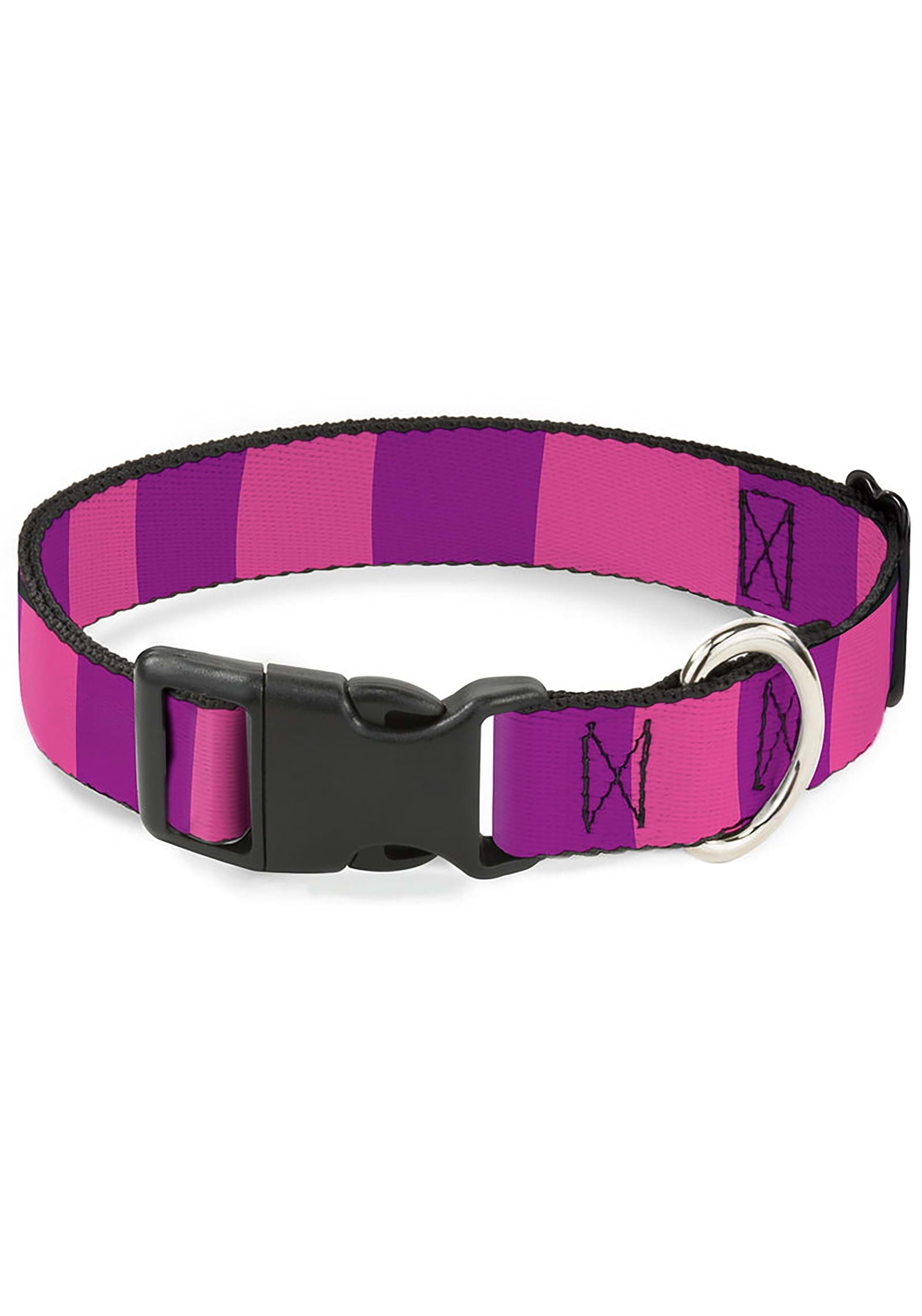 Cheshire Cat Stripe Pink/Purple Plastic Clip Dog Collar