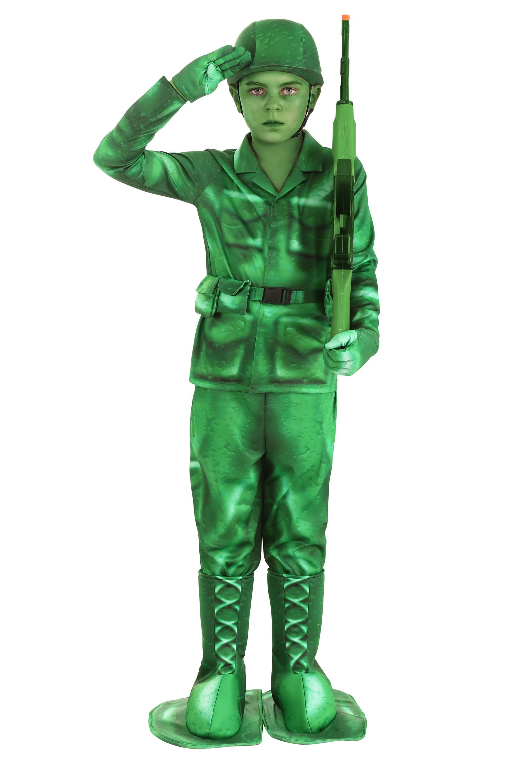 Plastic Green Army Man Costume for Kids