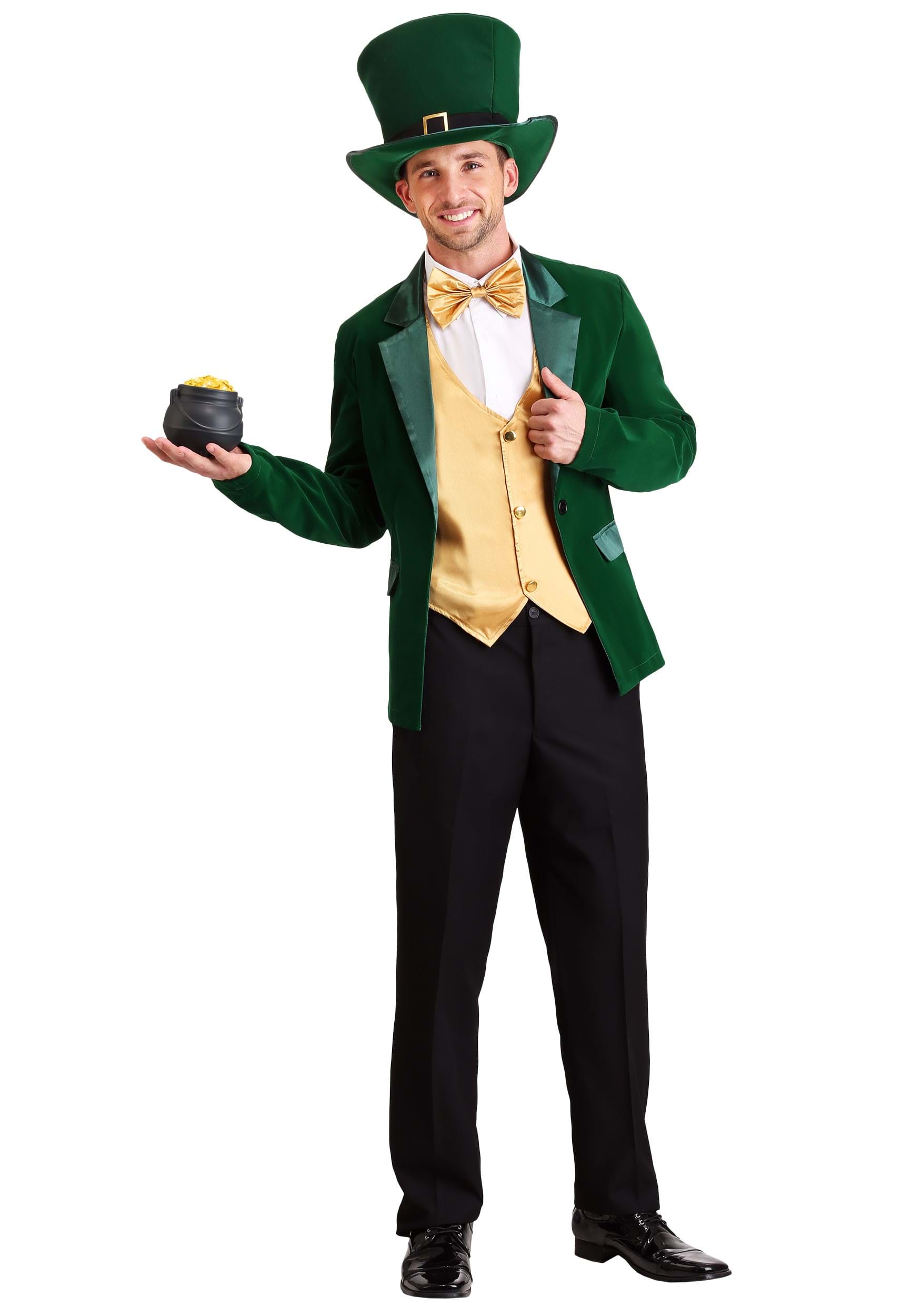 Mens Gold and Green Lucky Leprechaun Costume 10 Mens Gold and Green Lucky Leprechaun Costume