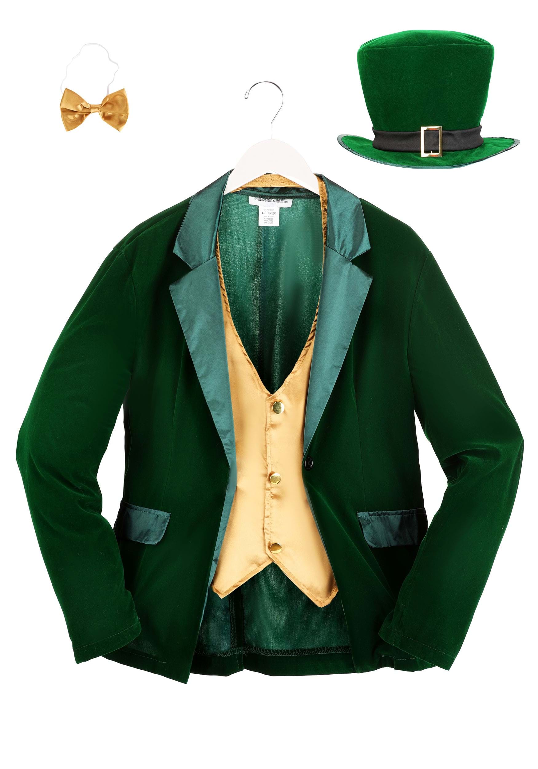 Mens Gold and Green Lucky Leprechaun Costume 8 Mens Gold and Green Lucky Leprechaun Costume