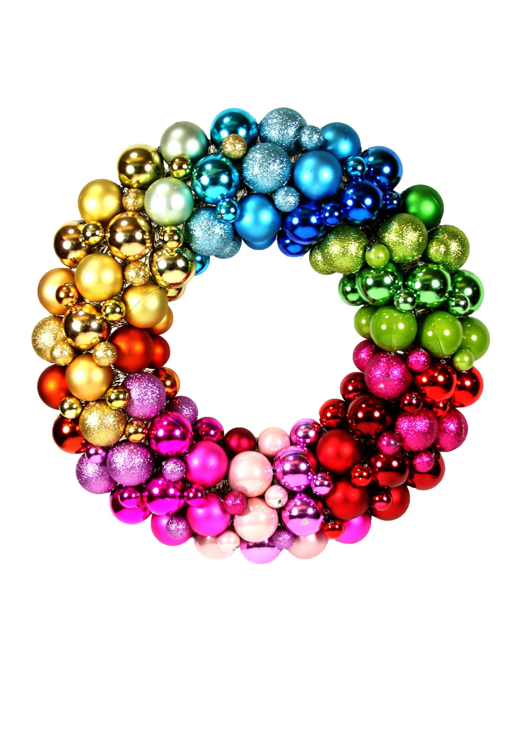 Rainbow Colors Christmas Ball 15" Wreath 2 Rainbow Colors Christmas Ball 15" Wreath