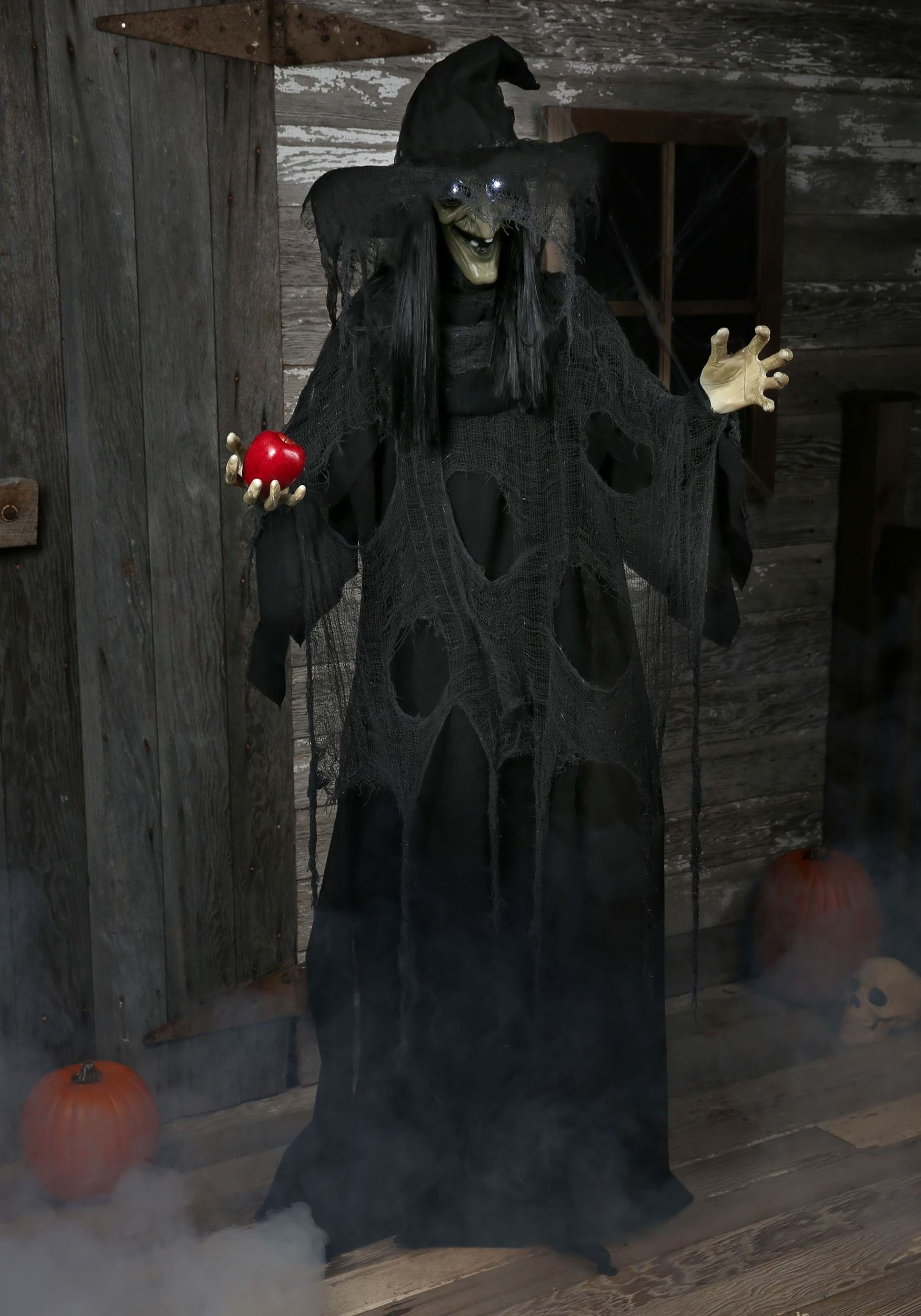 5.8FT Standing Animated Black Witch Decoration - Scream Saver