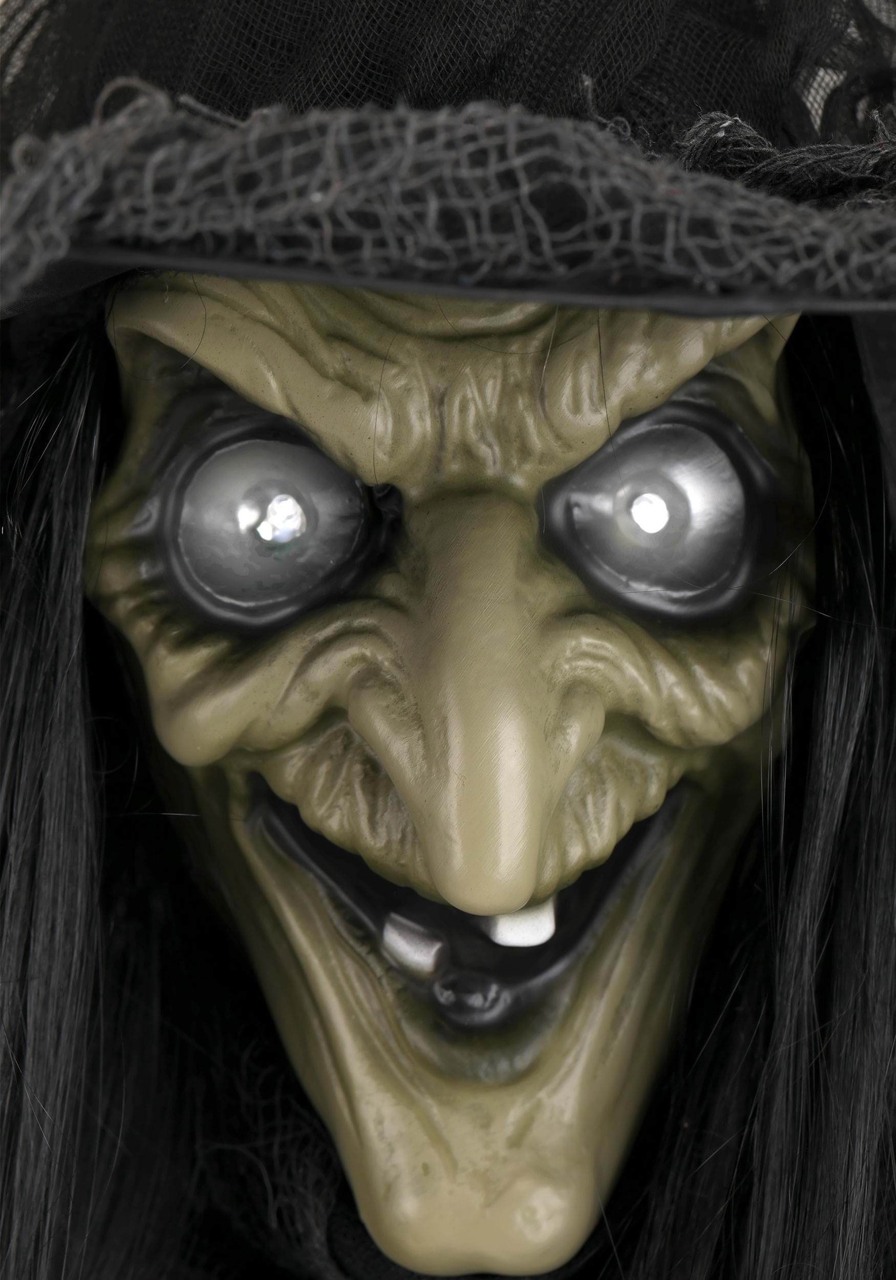 5.8FT Standing Animated Black Witch Decoration - Scream Saver