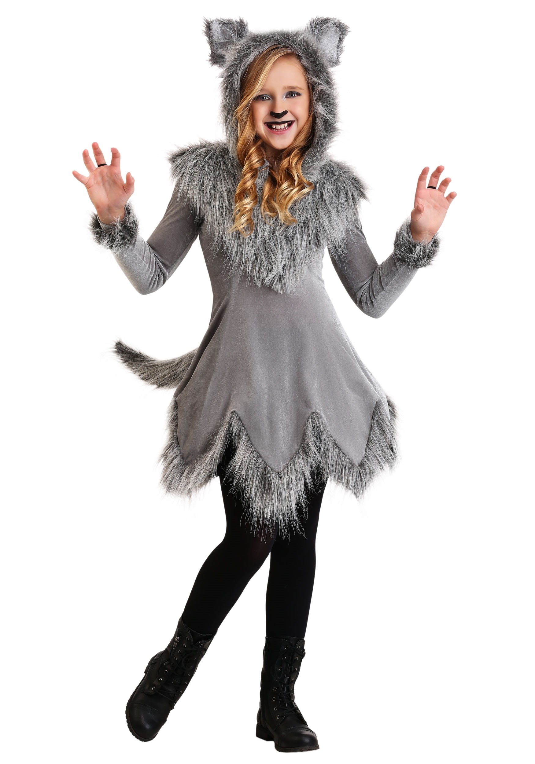 Grey Wolf Costume Dress for Girls