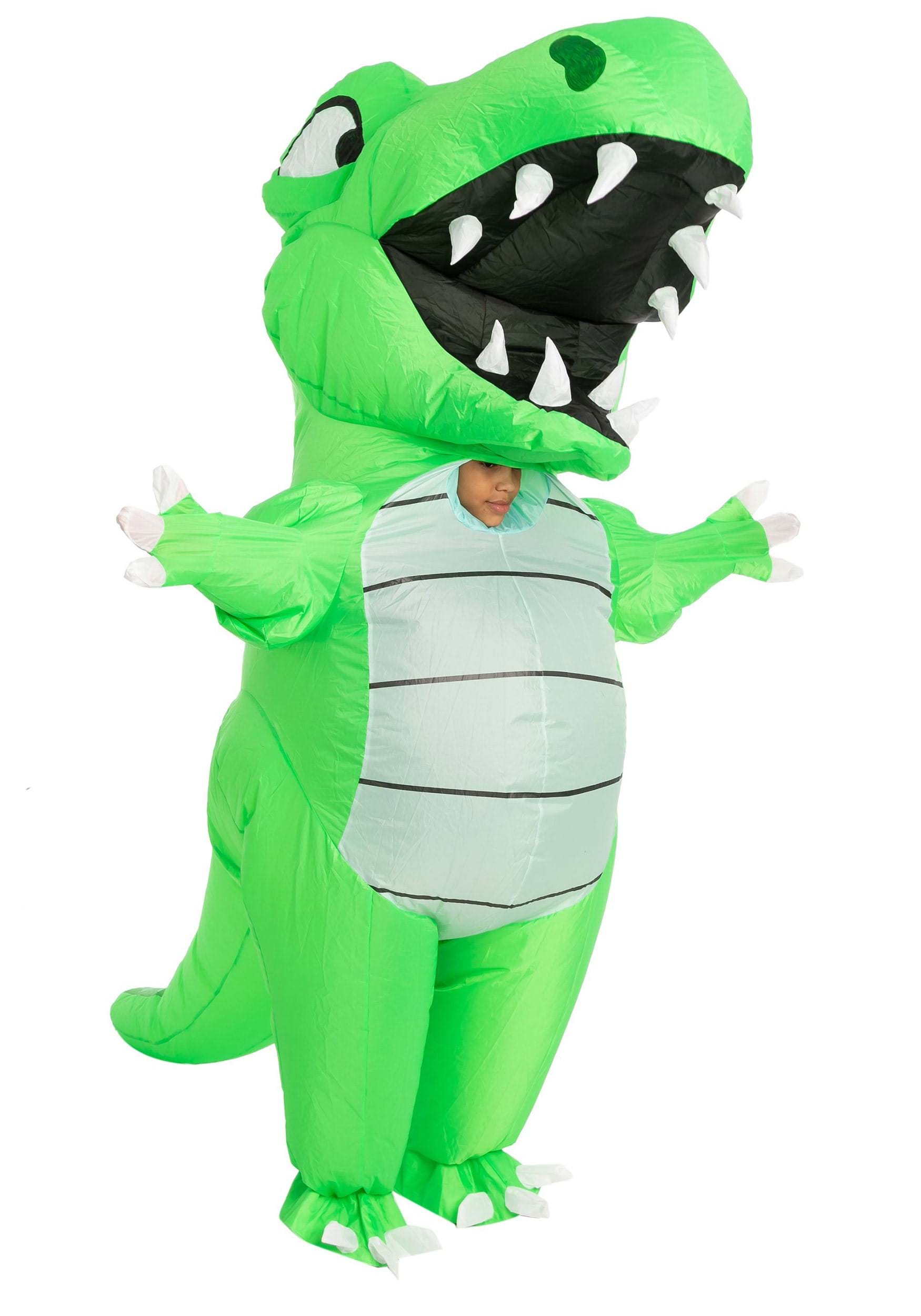 Inflatable Child Green Dinosaur Costume