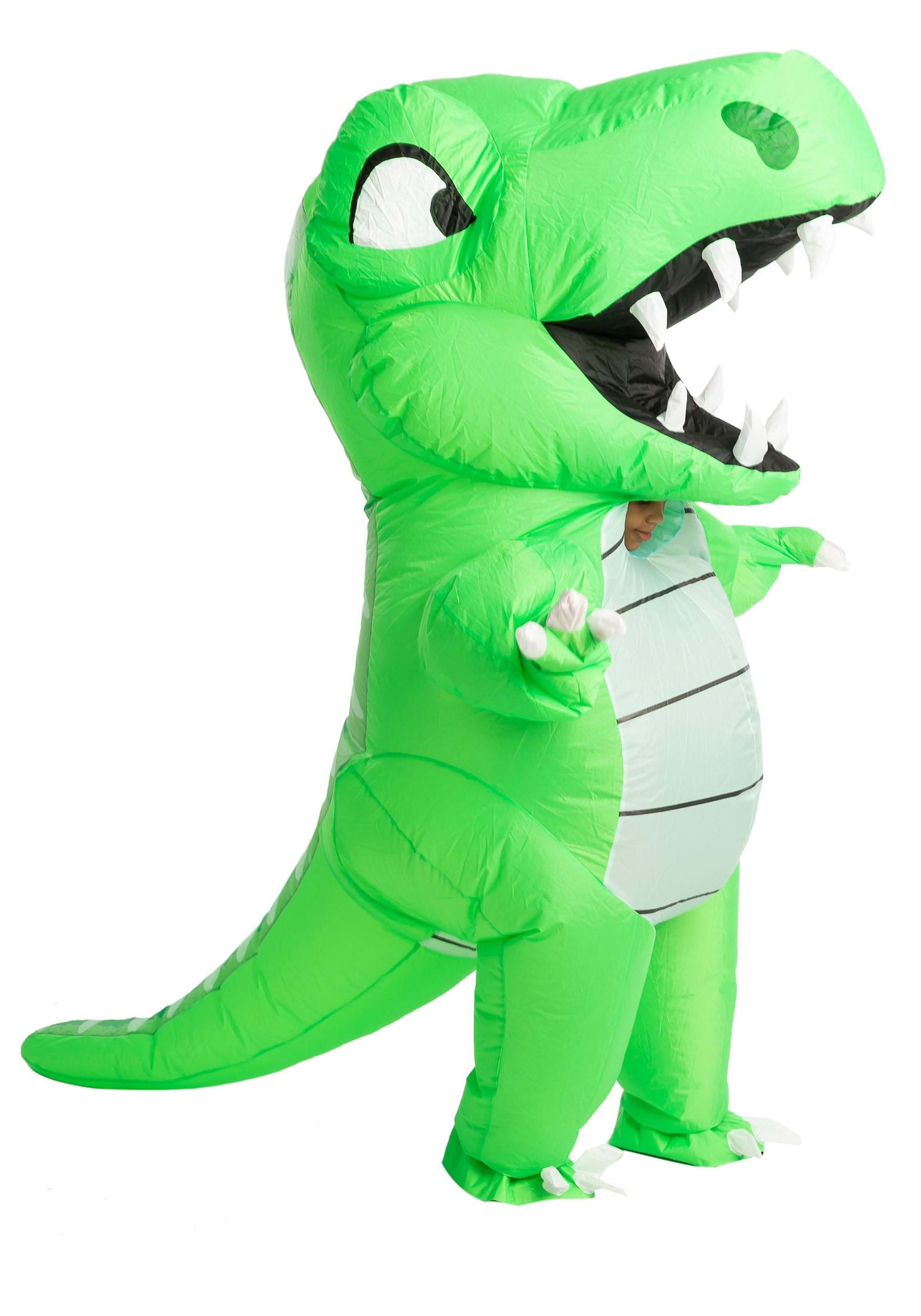 Inflatable Child Green Dinosaur Costume