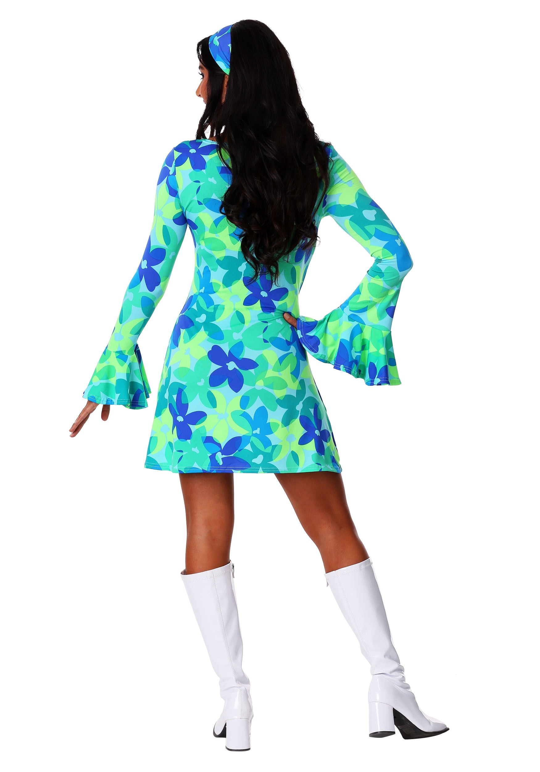 Plus Size Wild Flower 70s Retro Dress Costume for Women 2 Plus Size Wild Flower 70s Retro Dress Costume for Women